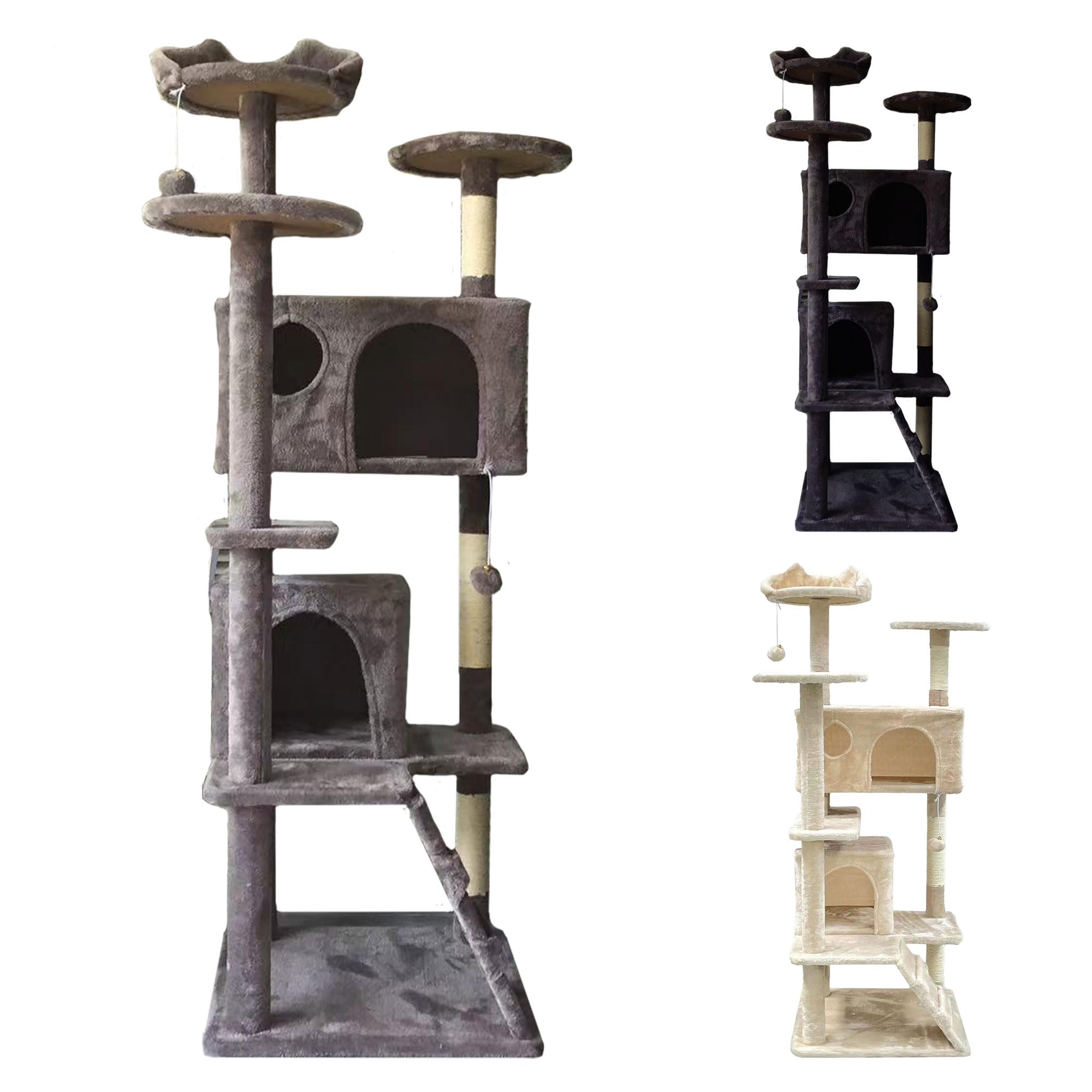 SG Traders Cat Tree Tower Cat Scratching Post Multi-level Stable Cactus Cat Tree Tall Cat Climbing Tower Multi Level Kitten Activity Centre Cat Condo Climbing Tree House Indoor Cats 156cm