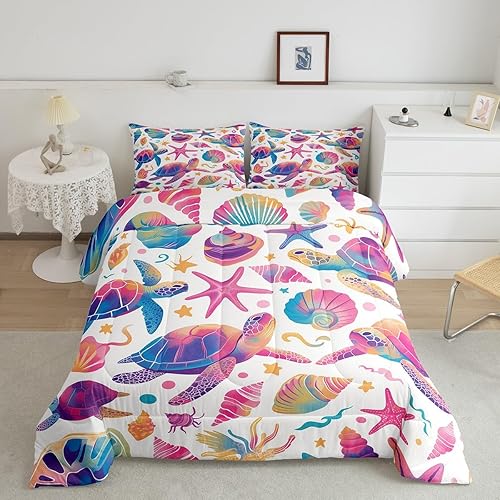 Miniatura 27 de Erosebridal Juego de edredón de ballena náutica, tamaño matrimonial, juego de ropa de cama retro azul con ondas oceánicas para niños y niñas, Negro