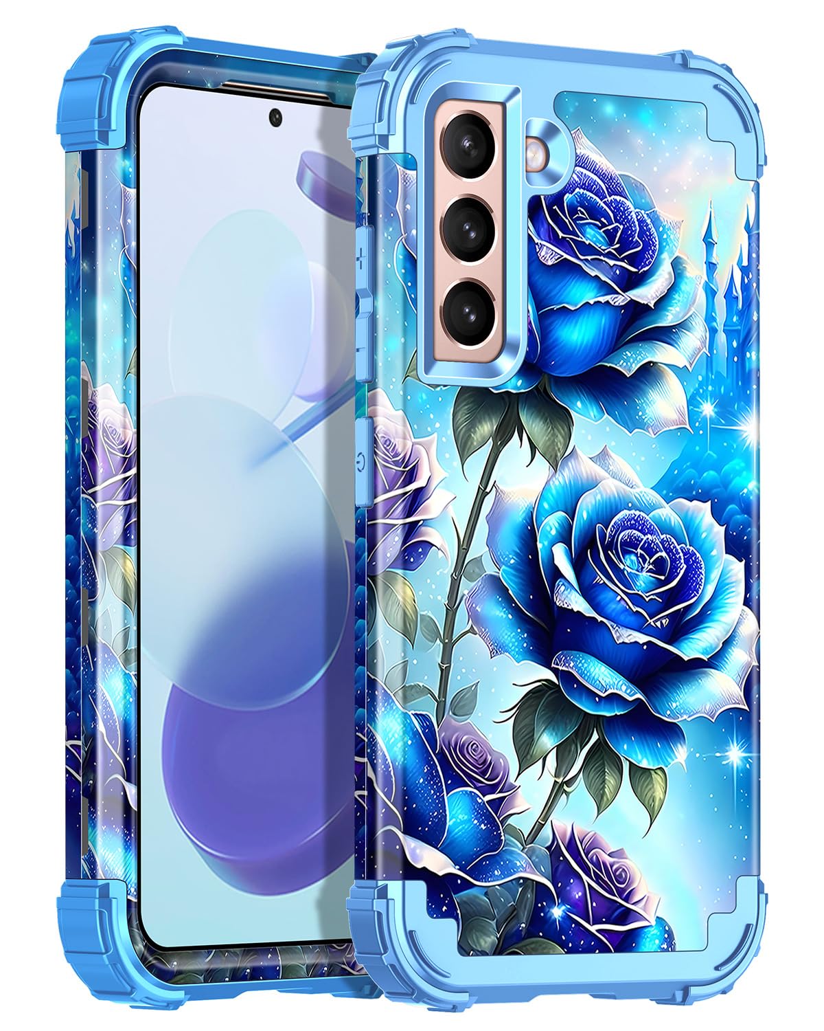 Miqala for Galaxy S21 5G Case,Glow in The Dark Three Layer Heavy Duty Shockproof Full Body Protection Hard Plastic Bumper+Soft Silicone Case for