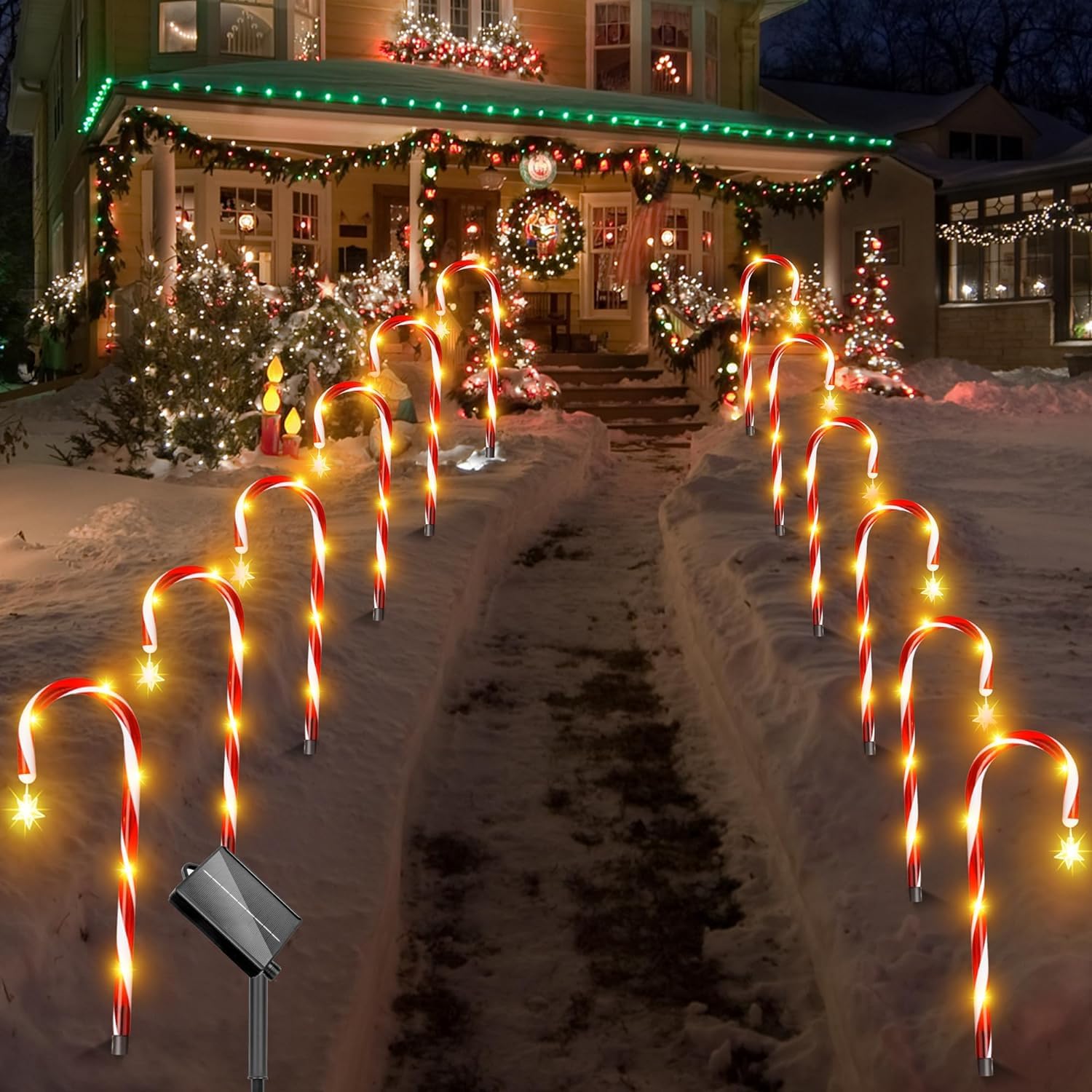 Jorunb Solar Lights Outdoor for Garden - Watering Cans Crackle Metal Solar Yard Garden Stake Lights - Waterproof LED Lights for Garden,Lawn,Patio or Courtyard (01) (sticker)