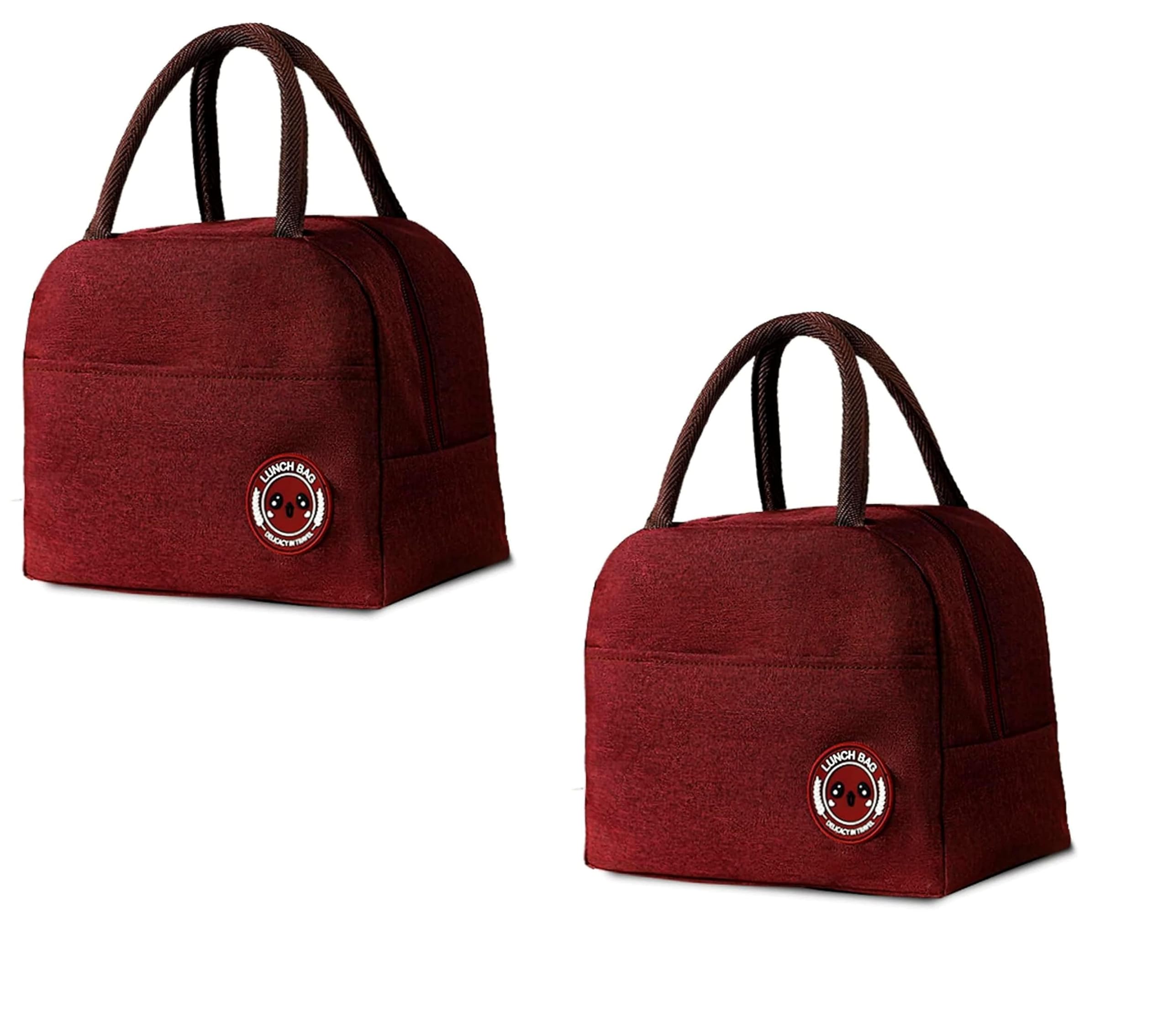 Leora® Insulated Lunch Bag for Girl, Woman, Man Tote Bag Hand Bag, Large Capacity Lunch Bag for All Stylish Picnic Bag, Shopping Bag Zipper Closer Bag with Loop Waterproof Lunch Bag (mehroon, 2 pcs) (B0DGGST7RW) Amazon Price History, Amazon Price Tracker