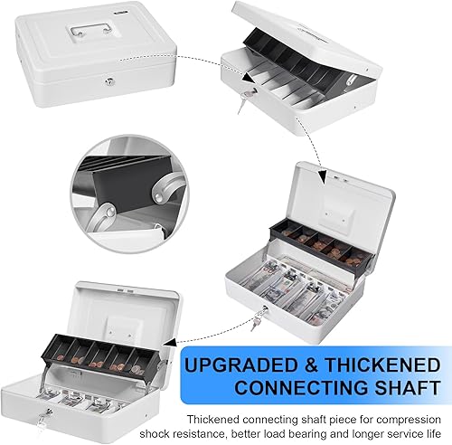 Miniatura 46 de Caja de dinero grande con cerradura de combinación y bandeja de dinero, caja de dinero con bandeja para efectivo, caja fuerte con cerradura