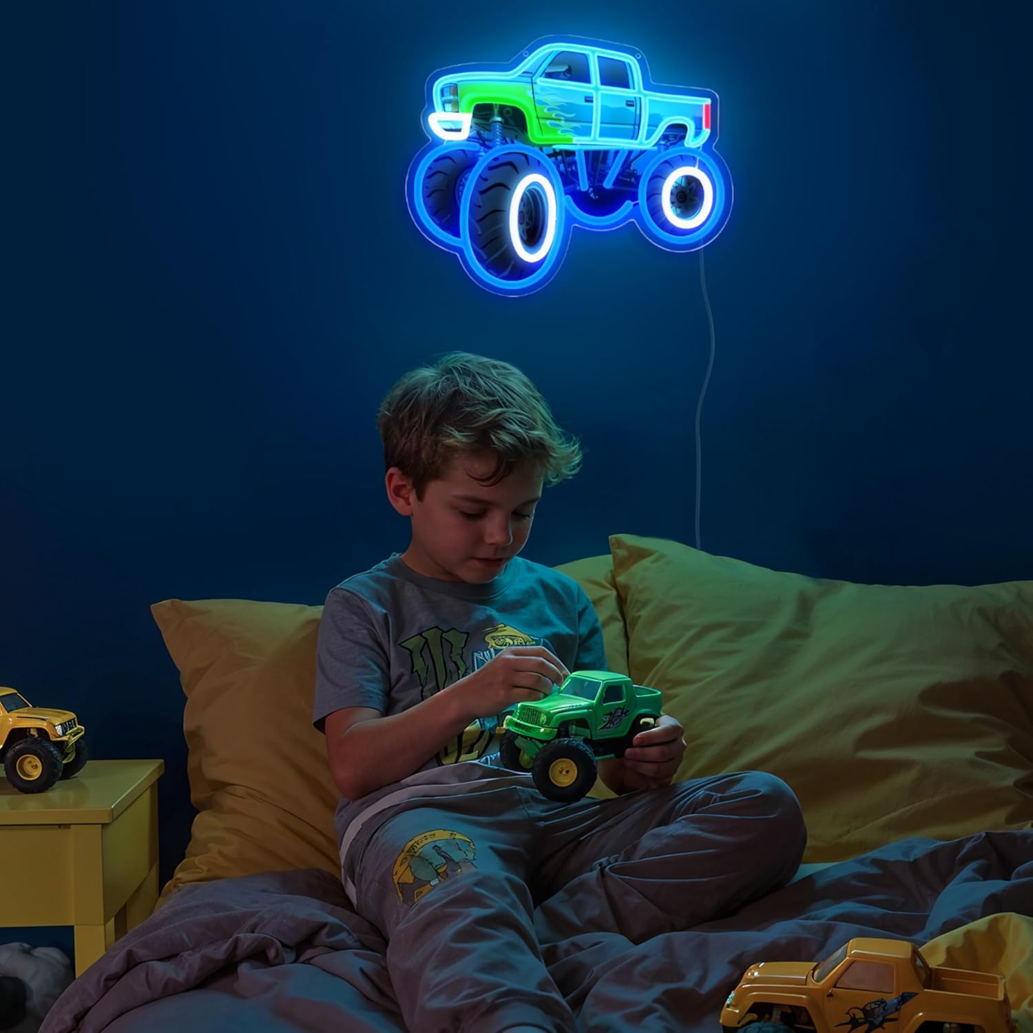 Monster Truck Neon Signs for Wall Decor, Car Neon Sign, Dimmable Acrylic Neon Lights for Living Room Bedroom Gamer Room Garage Man Cave Car Club Party Decorations Gift