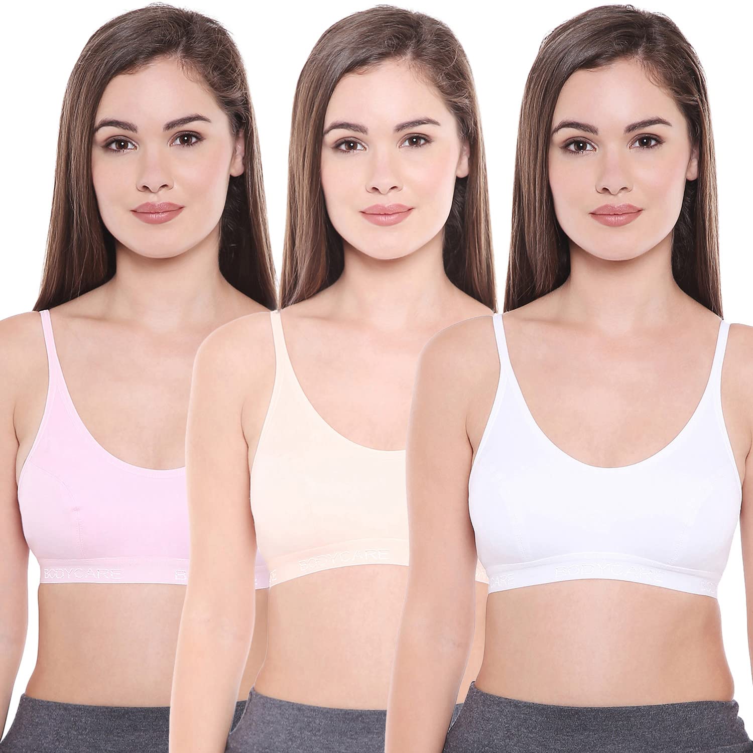 bodycare Pack of 3 Sports Bra in Orange-Pink-White Color - E1608PCPIW-picture-25
