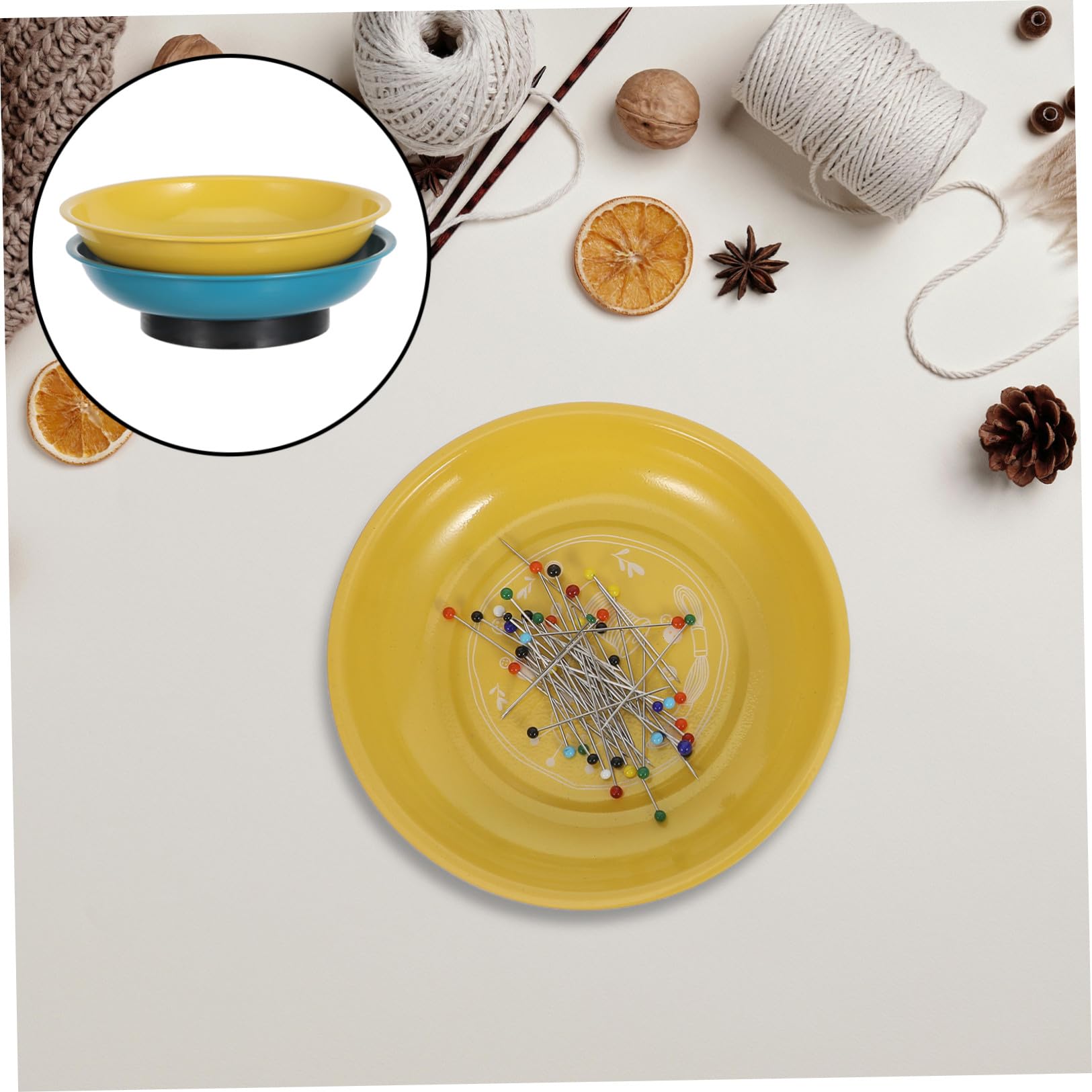 Healeved Ciotola Magnetica Porta Spilli in Ferro e Plastica, Contenitore Portatile per Aghi e Viti, Uso Multifunzionale per Cucito e Riparazioni in Viaggio