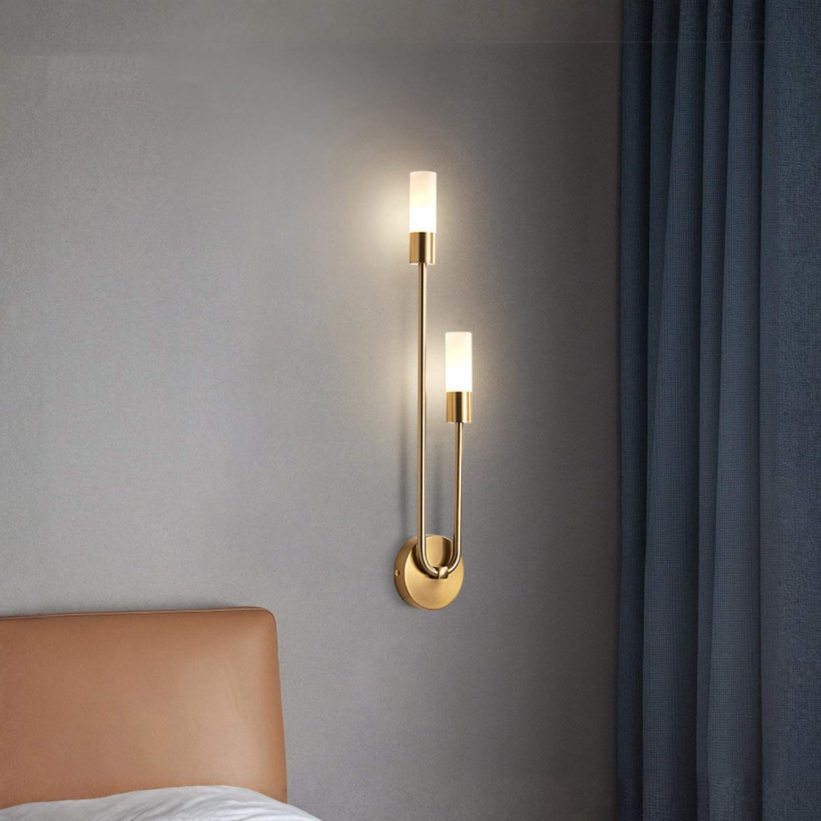 Moderne U-förmige Wandleuchte in Gold mit Acrylschirm, G9 kompatibel, 55cm Höhe Dekorative Wandlampe für Schlafzimmer, Wohnzimmer, Badezimmer, Flur, Hotel, Restaurant (Rechts.)