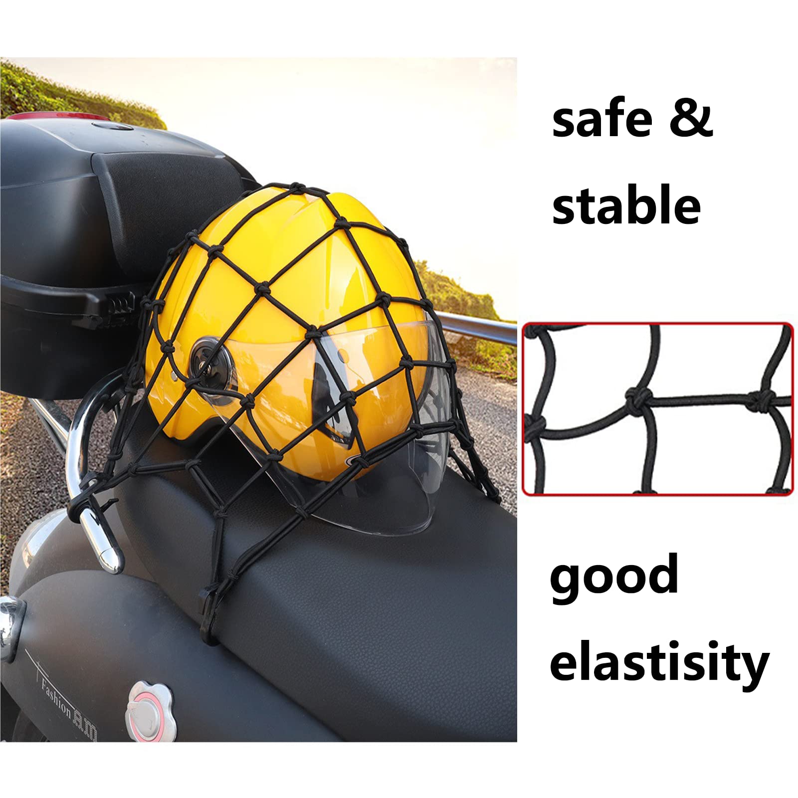 Rete Da Carico Per Moto 40x40 Cm - 2 Pezzi Con 6 Ganci Regolabili Per Casco E Bagagli - Foto 6