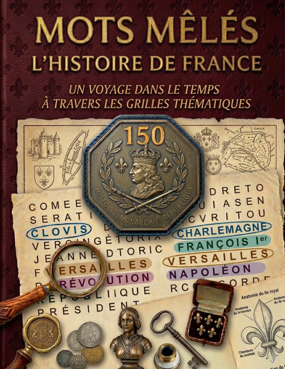 Mots mêlés Histoire de France: 150 grilles thématiques sur les grandes périodes, les rois, les batailles et le patrimoine français