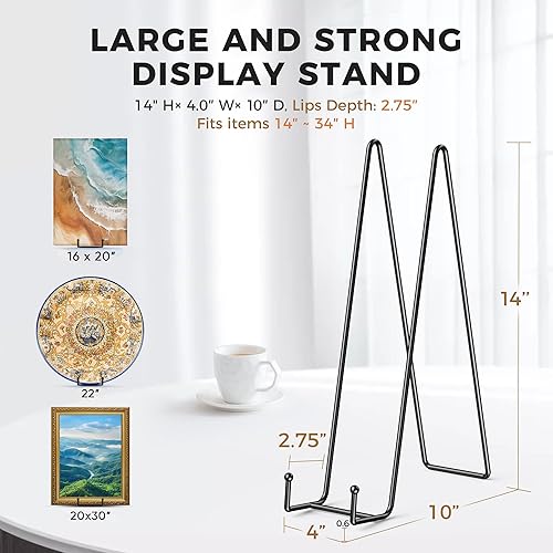 Miniatura 10 de TR-LIFE Paquete de 3 soportes de placa de 12 pulgadas para exhibición, grande, soporte de metal para marcos de fotos + caballetes para platos