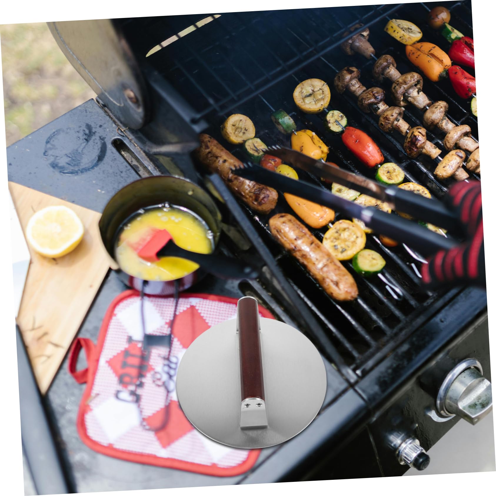BESPORTBLE Pressa per Hamburger in Acciaio Inox Manico di Legno Stampo per Carne da Cucina Utensile per Preparare Polpette e Hamburger Uniformi