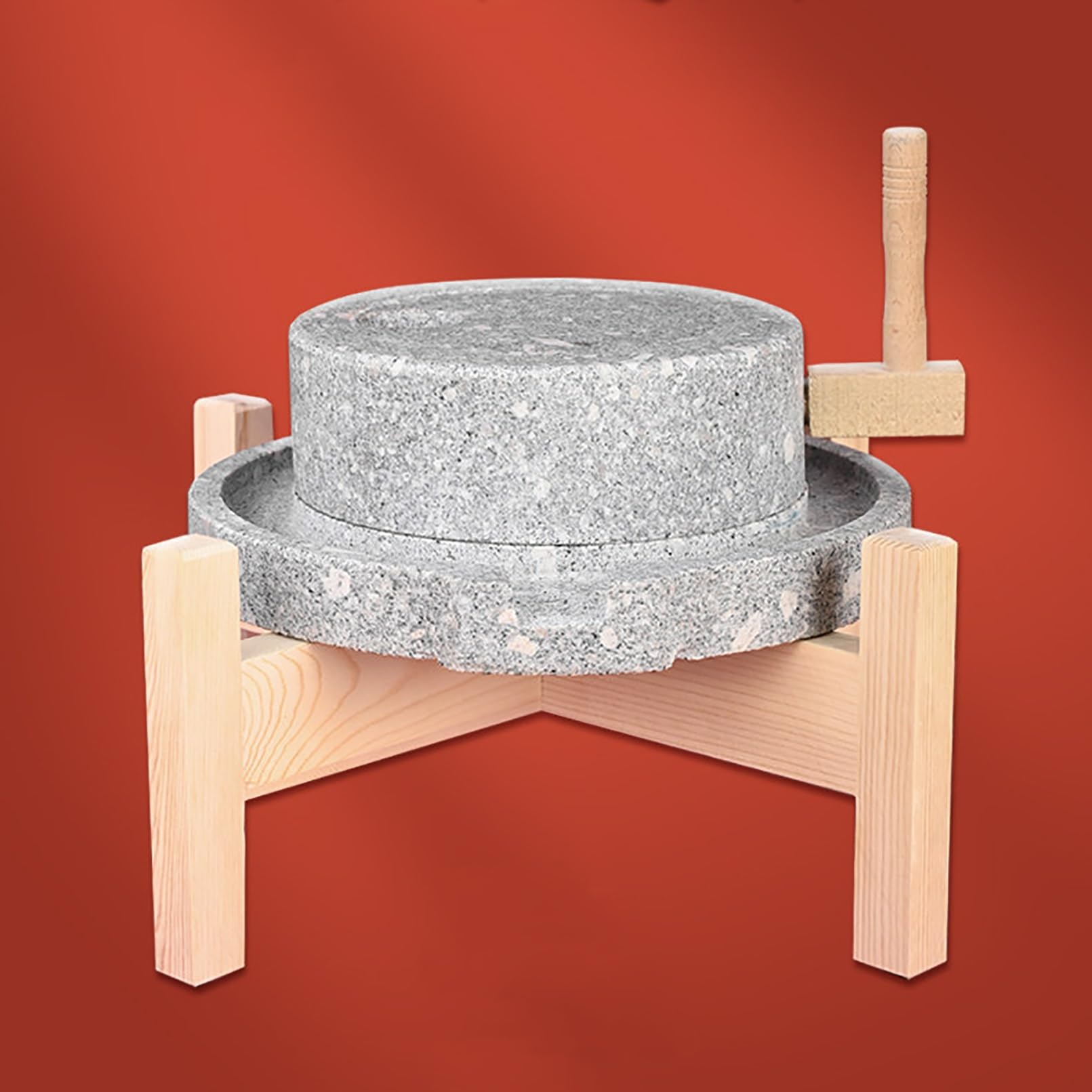 Moulin en pierre de granit naturel – Moulin à café manuel pour grains secs et humides, broyage polyvalent sans chaleur, design rétro, idéal pour le café frais et les épices