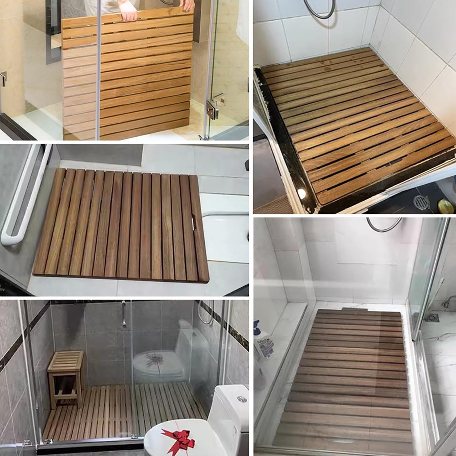 Lar składana mata podłogowa z litego czerwonego cedru pod prysznic 30, 50, 70, 80, 90 cm, mata łazienkowa, dla osób starszych, spa, wanna, prysznic (40 x 70 cm, 16 x 27,5 cala)