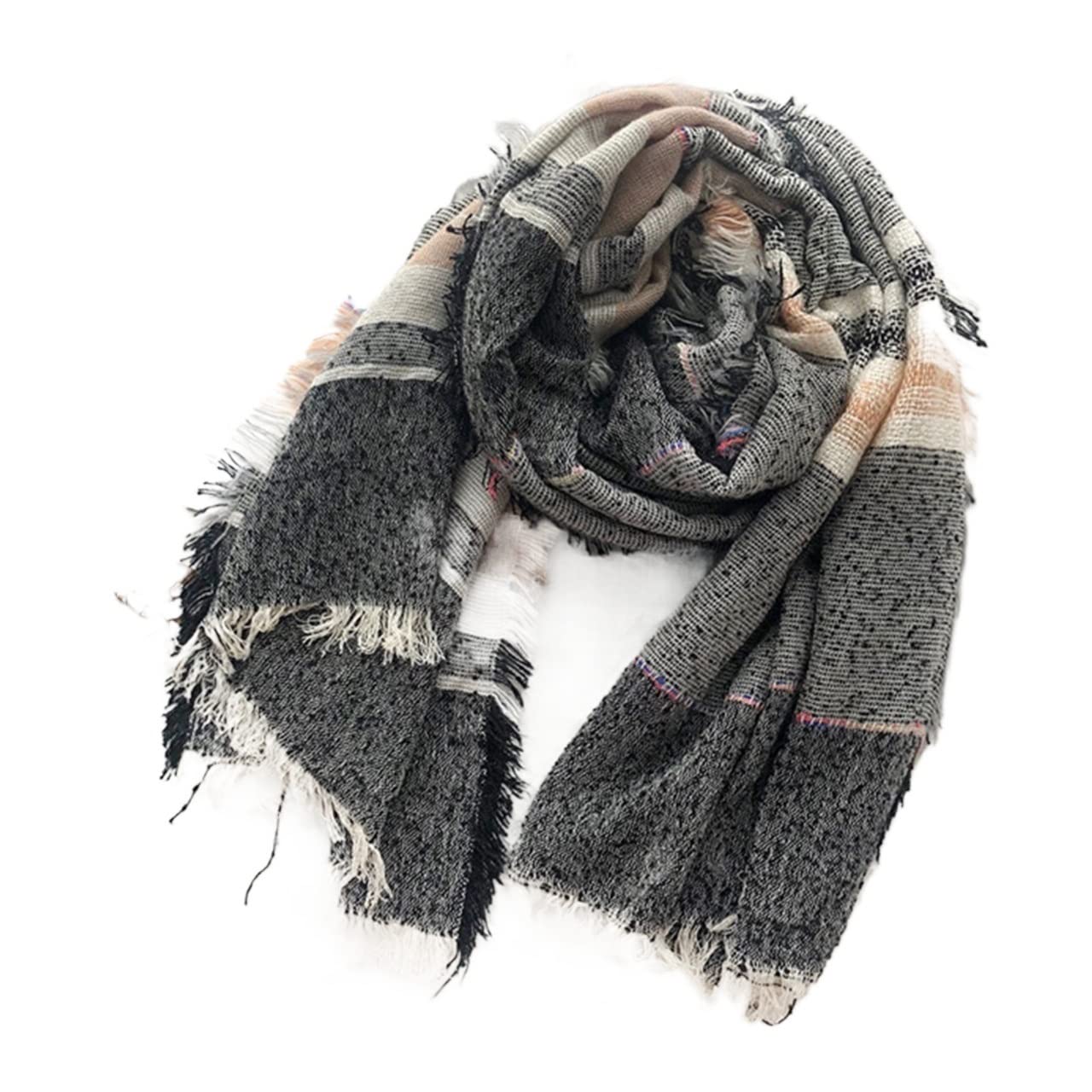 Bufanda Chal Bufanda de tela escocesa de invierno estilo unisex bufandas de invierno ropa de algodón lana larga mujer bufandas chal envoltura moda tela escocesa hombres bufanda suave cálido Suave y Cá