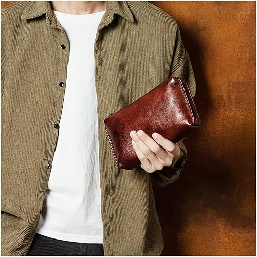 Miniatura 4 de Mens Purse Retro Leather Handbag MEN'S Long Money Baotou Layer Zipper Wallet Clutch Bag