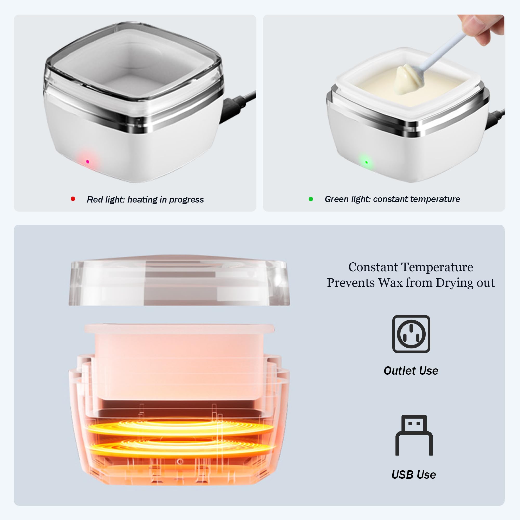 Kit di cera per peli del naso, kit di cera calda per la depilazione con cera da 100 g, 30 bastoncini di cera per naso, 3 vasetti in silicone, kit di ceretta a casa per donne e uomini, riscaldamento