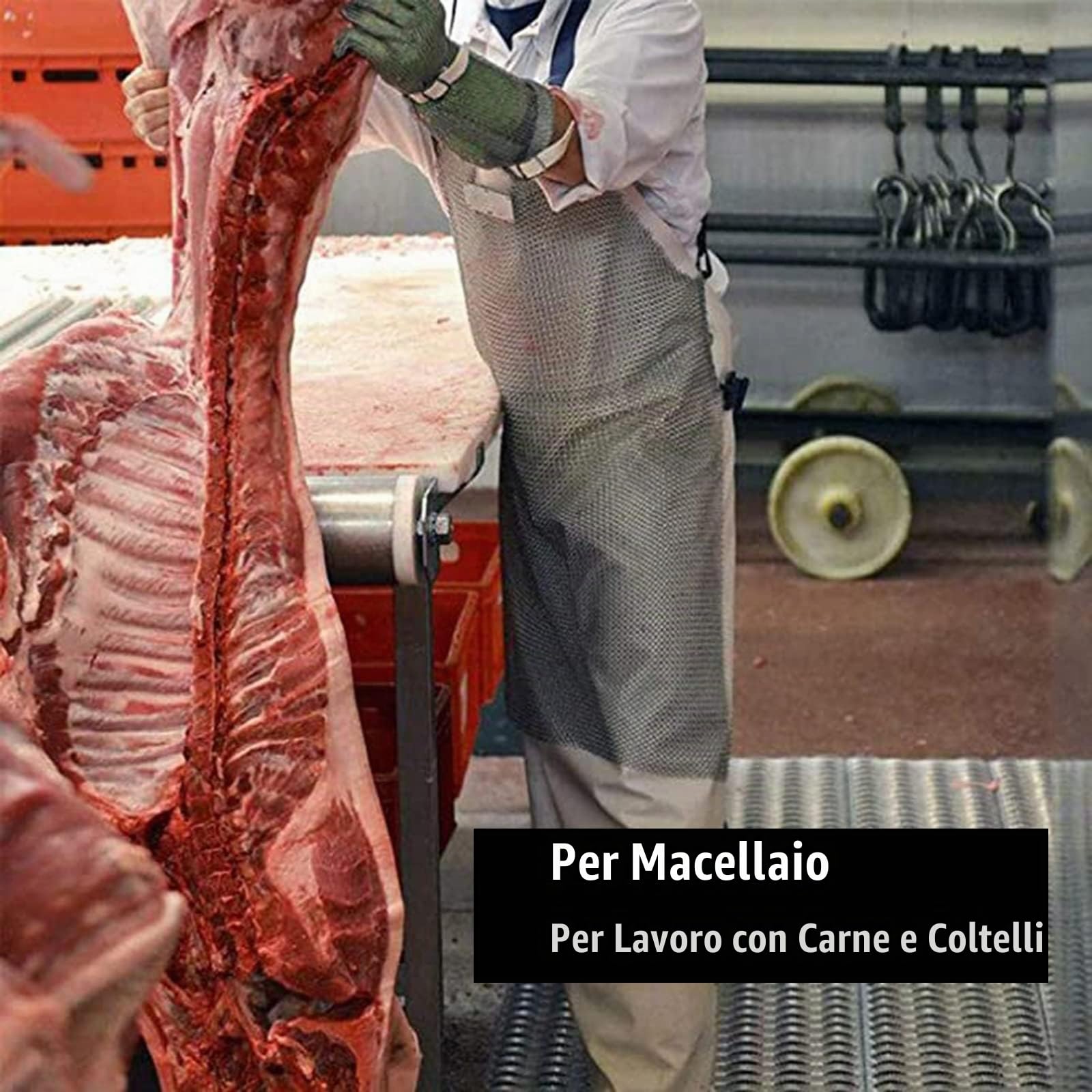 Grembiule in Metallo Resistente al Taglio E alla Coltellata, Grembiule da Lavoro di Sicurezza per Macellaio, Grembiule con Cotta di Maglia in Acciaio Inossidabile 316, Facile da Pulire