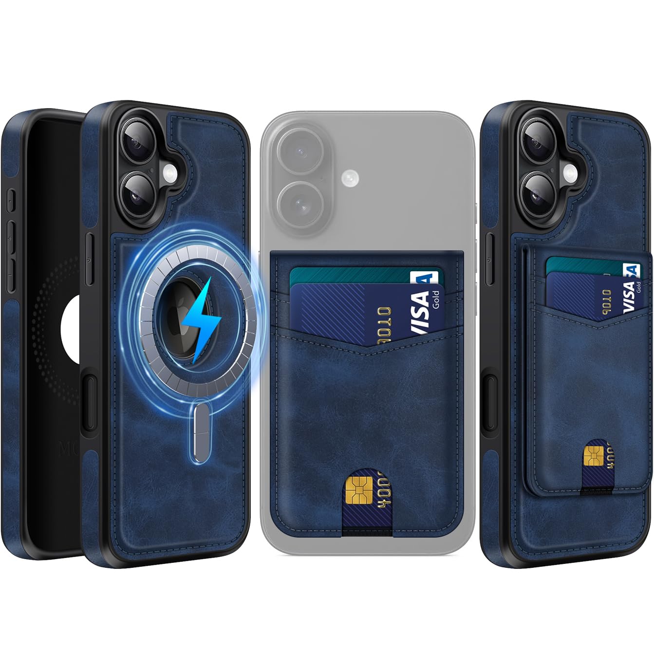 MOBESV 2-in-1 Custodia in Pelle per iPhone 16 PRO Max con Portafoglio Supporto, Cover Magnetica Compatibile con MagSafe, Custodia con Porta Carte Elegante, Nero