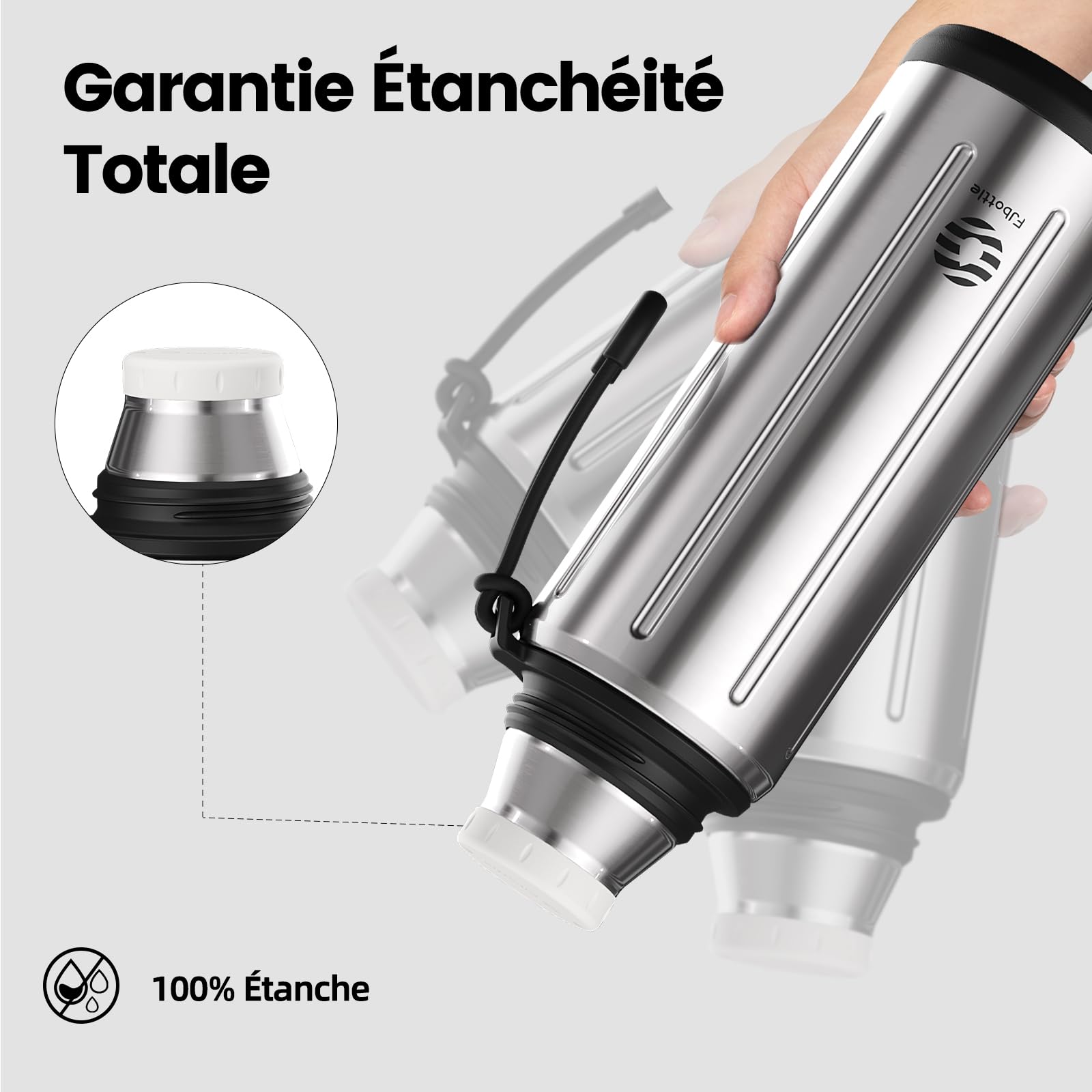 1L Thermo Café Isotherme avec Tasse(72h Froides et 24h Chaudes) Termosse Cafe Chaud avec Fond Amovible et Thé Filtre sans BPA Pour les Déplacements, le Bureau et l'école(Argent)