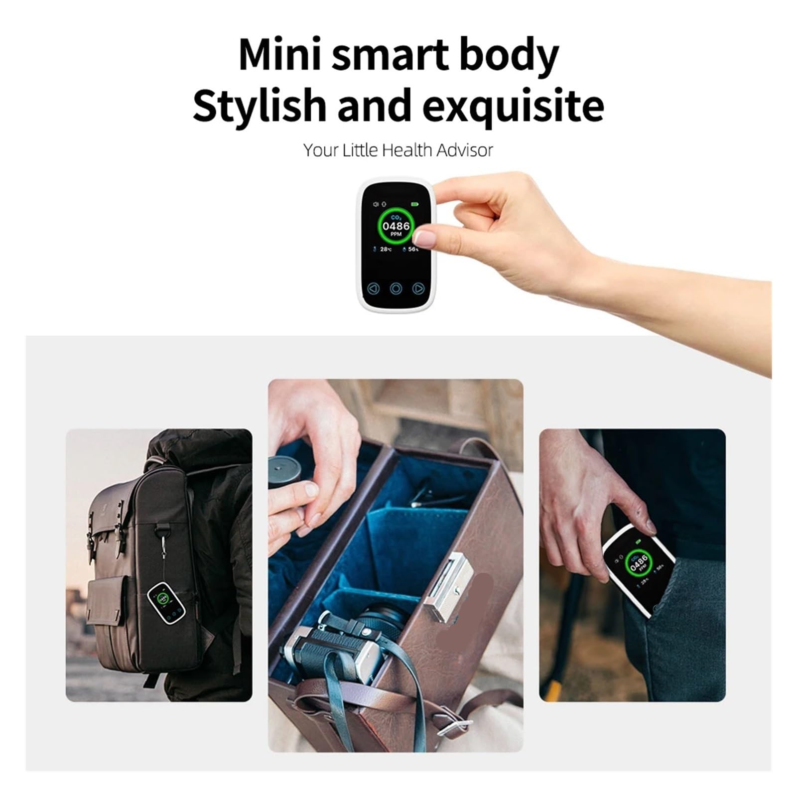 Détecteur de gaz, Détecteur de qualité l'air Portable, détecteur dioxyde Carbone, Moniteur gaz, CO2, température et humidité