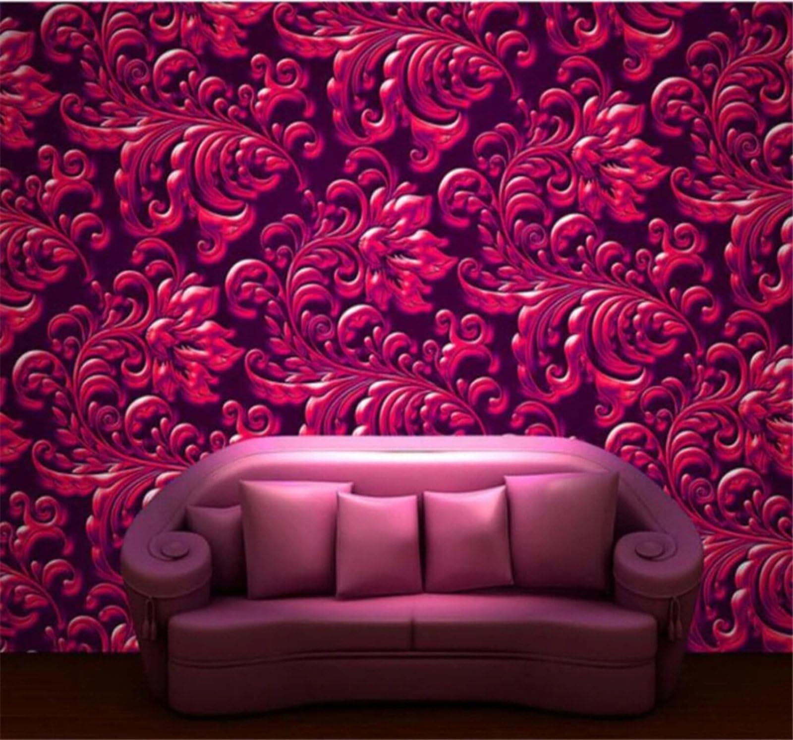 Creative Relief Red Pattern Decorative 3D Wallpaper Easy Install Feature Office Living Room Sofa Bedroom TV Background Wall Decoration-300cm×210cm