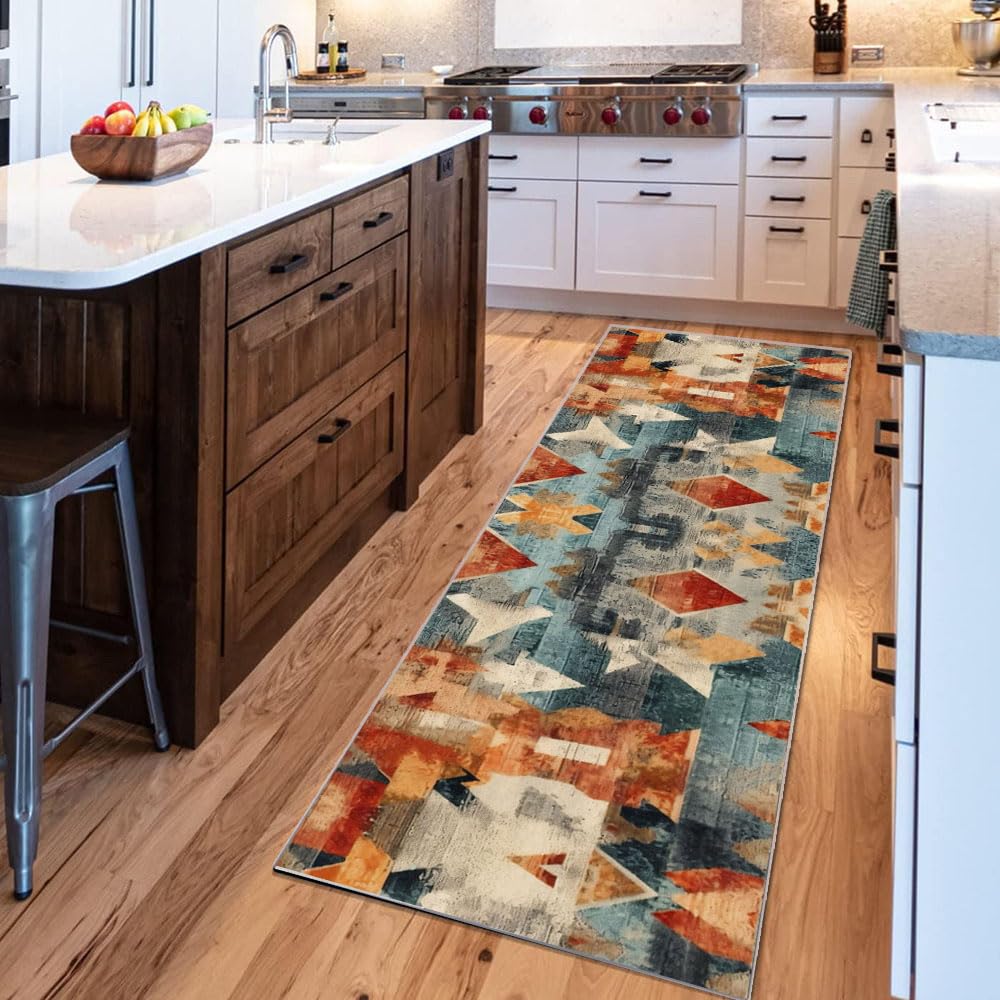 Tappeto da Cucina Piastrelle Colorato Tappeto Cucina Corridoio Antiscivolo Lavabile lungo Tappeto Passatoia 1.60 metri Tappeti Cucina Per Camera Cucina Soggiorno Ingresso,Multi colored g,100x160cm