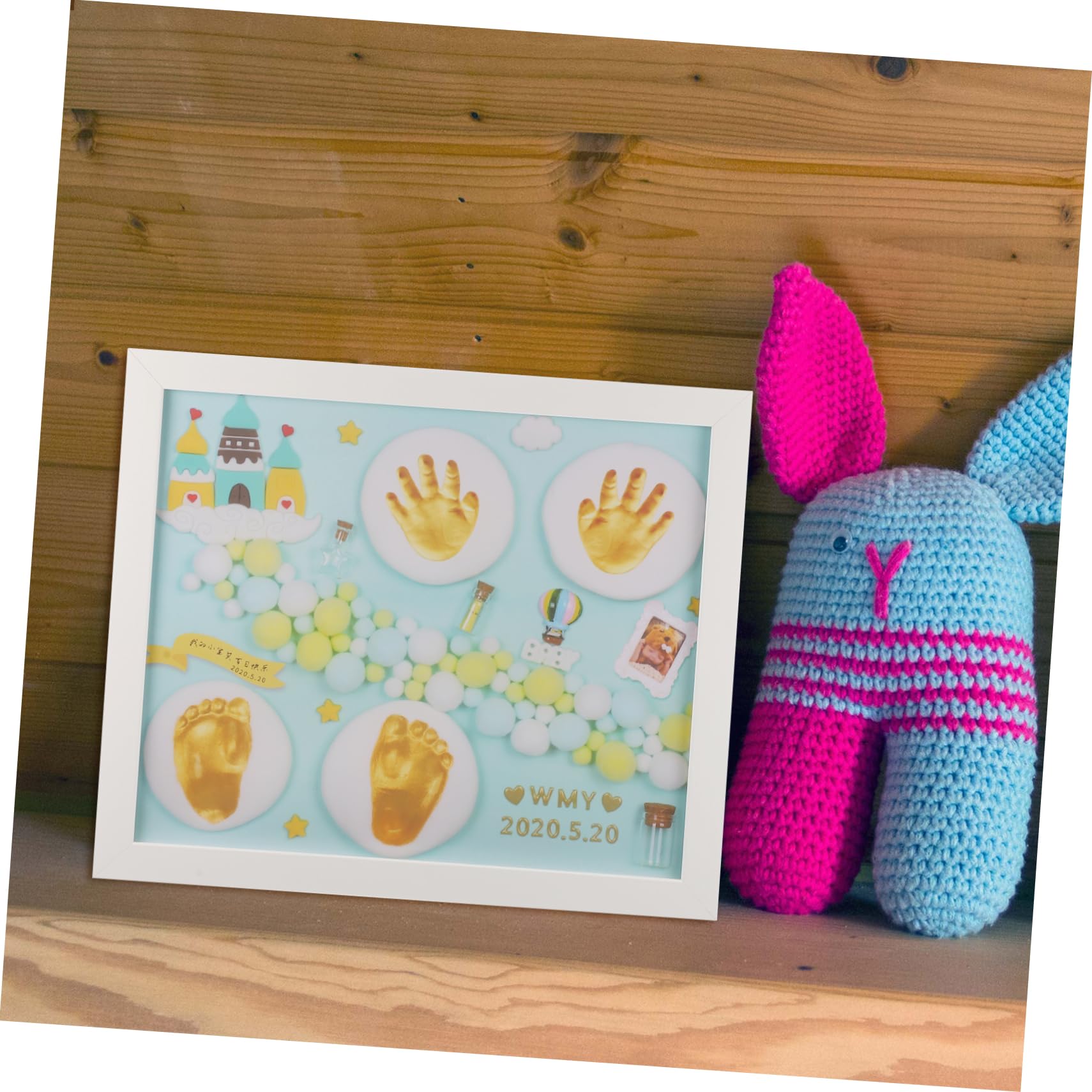 TOYANDONA 1ensemble Cadre à De Mains Pour Bébés Kit Encre Pour Souvenirs Nés Souvenir Personnalisé Mains