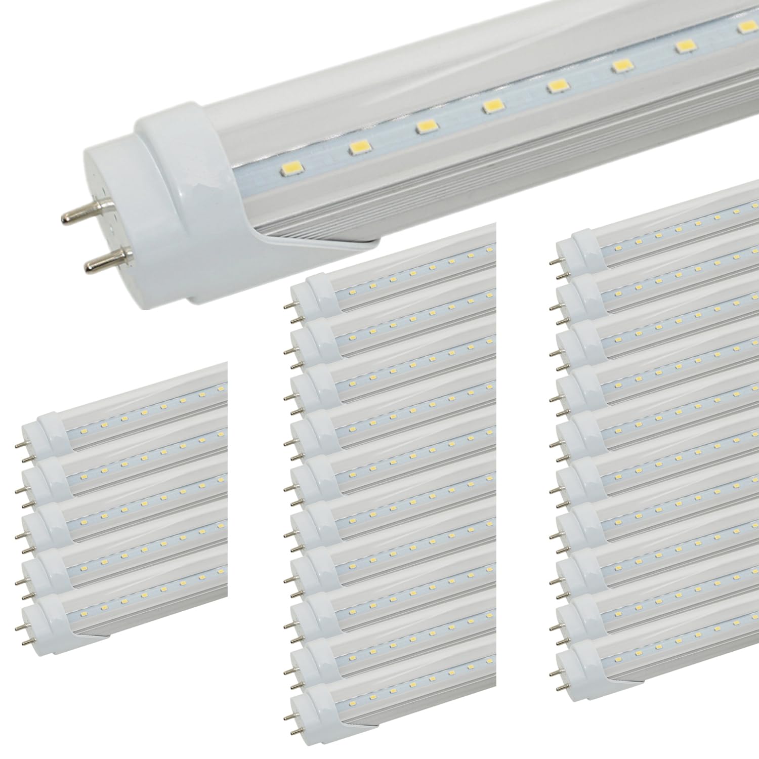 25-Pack T8 LED Bulbs 4 Foot Tube Light, 4ft LED Shop Garage Warehouse Light, 22W 5000K 3000LM Daylight White, Fluorescent Lights Tube Replacement, Ballast Bypass, Dual-end Powered, Clear Cover