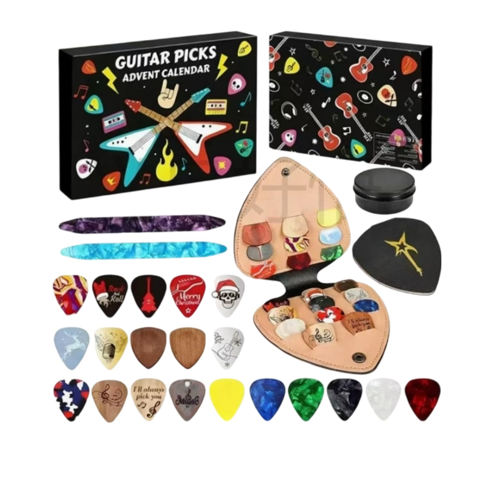Guitar Picks Advent Calendar 2026, 24 Days Guitar Accessories Gift Set