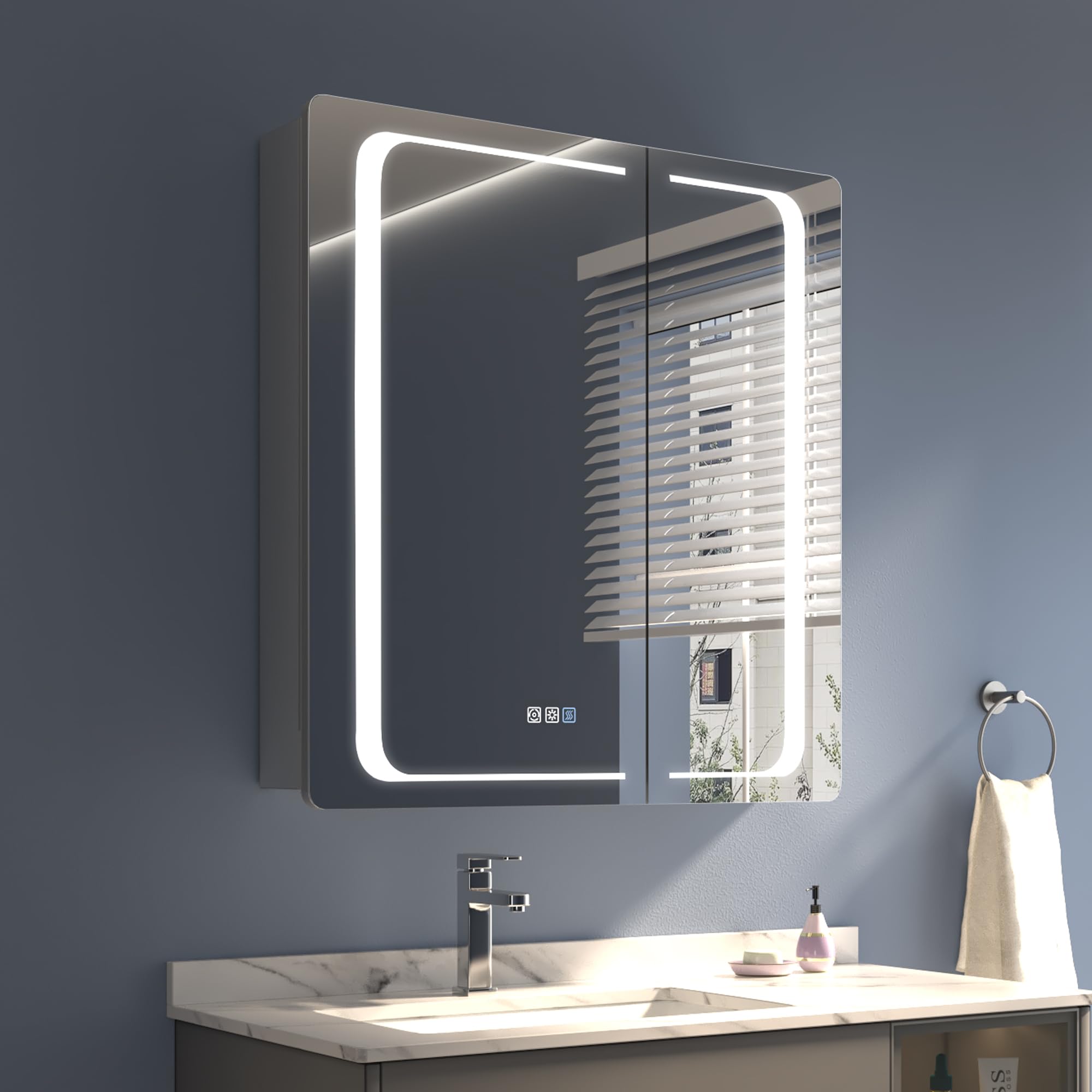 Buy LED Lighted Bathroom Medicine with Mirror, 30 x 32 Inch
