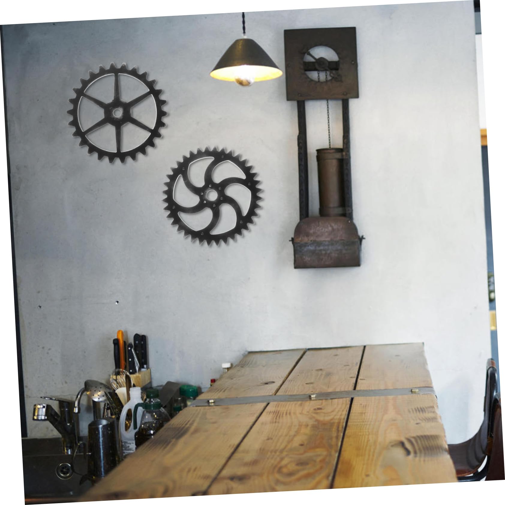 JECOMPRIS 2stücke Holzzahnräder Wanddeko im Industriestil mit Durchbrochenem Design für Zuhause und Büro Vintage Dekoration aus Holz für Wohnzimmer Schlafzimmer und Andere Orte