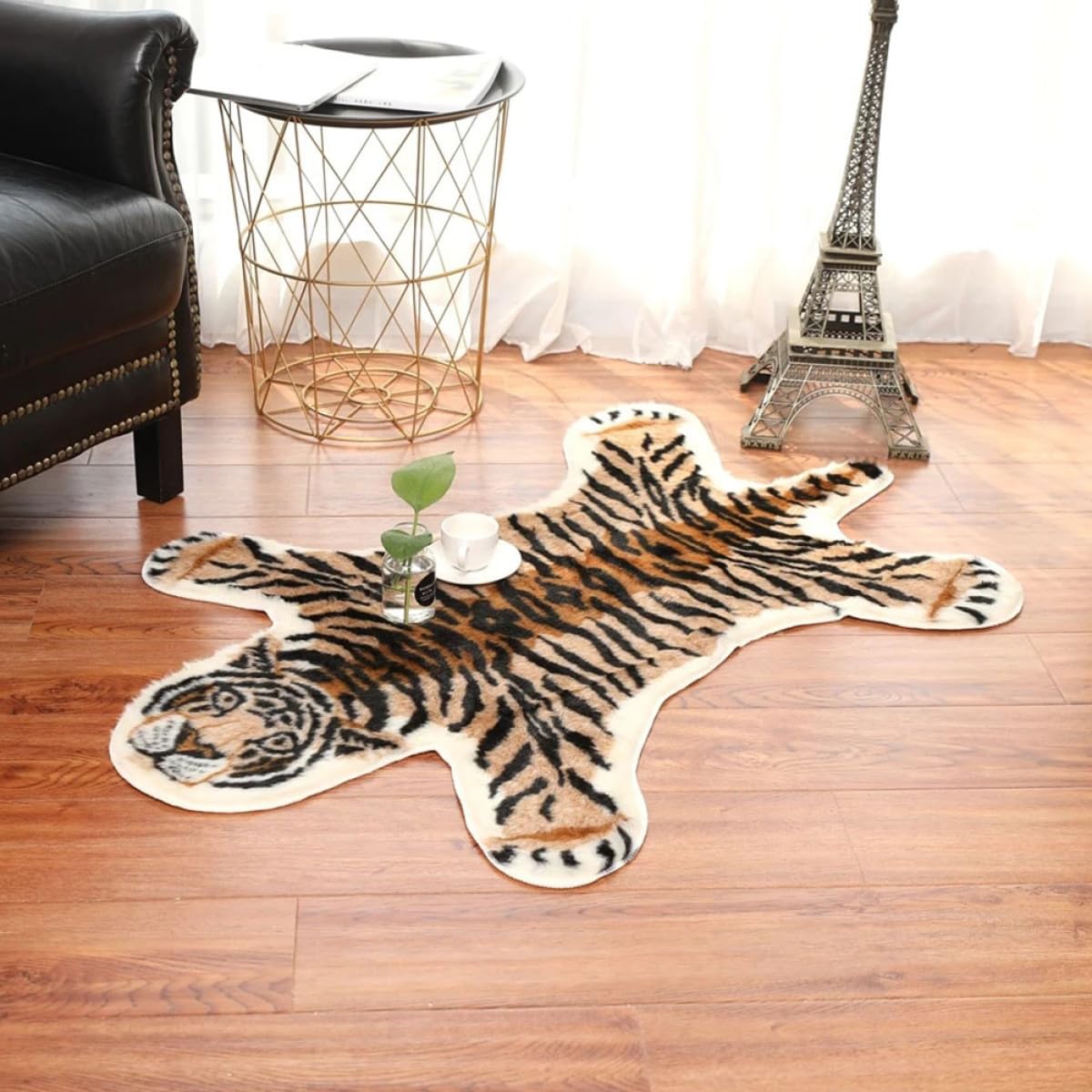 Zerbino Decorativo Motivo Tigre in Fibre Acriliche, Leggero e Antiscivolo, per Ingresso e Bagno, Tappetino per Pavimenti Domestici Resistente e Funzionale