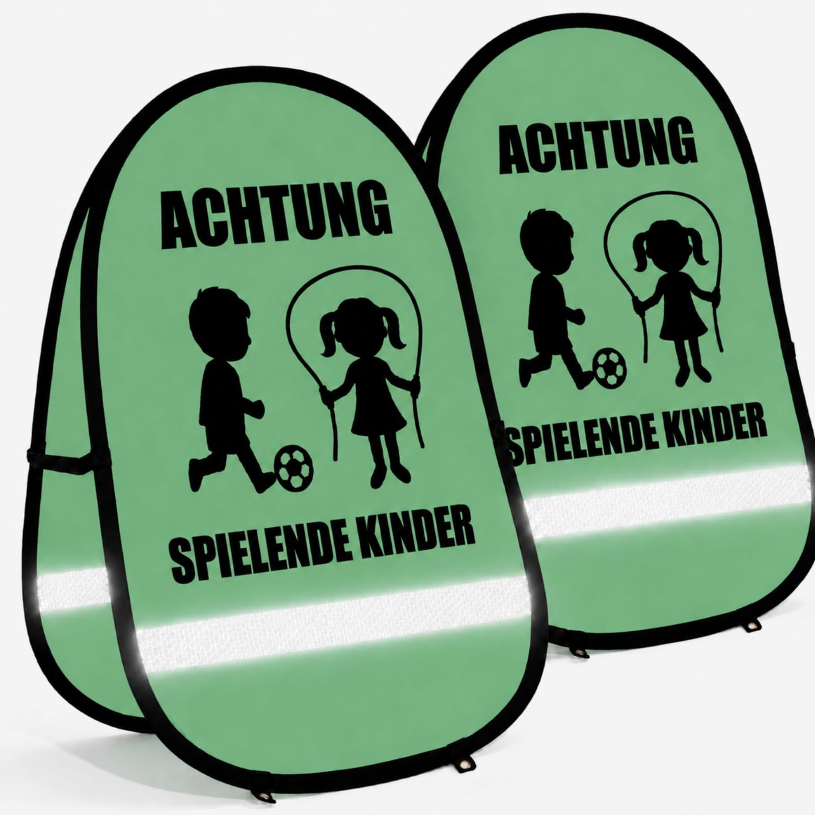 Namalu 2 Señales de Advertencia Plegables de 70x100 cm con Reflector para Calles con Zonas de Juego, Rutas Escolares y Áreas Residenciales