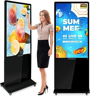 AYSTekMann 43 inch Digital Signage Displays, 2K LCD Touch Screen Floor Standing Digital Signage, Indoor Digital Adverstising Kiosks with HDMI Input, Android 11(2+32GB)