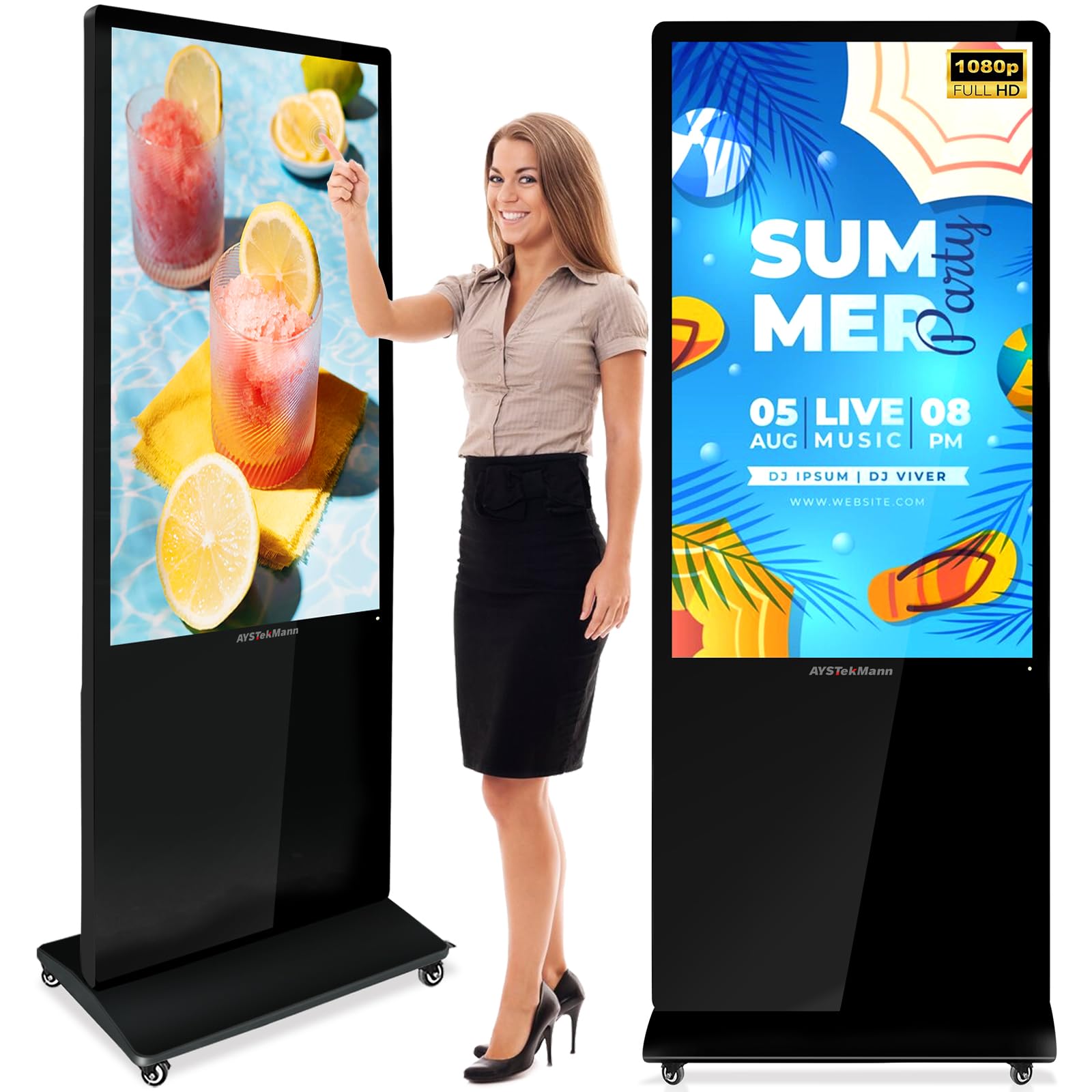 43 inch Digital Signage Displays, 2K LCD Touch Screen Floor Standing Digital Signage, Indoor Digital Adverstising Kiosks with HDMI Input, Android 11(2+32GB)
