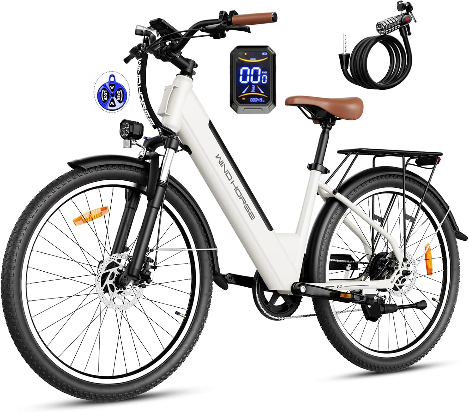 F2 26" Step-Thru Electric Bike for Adults, 30-50 Miles City Cruiser & 20MPH image 10