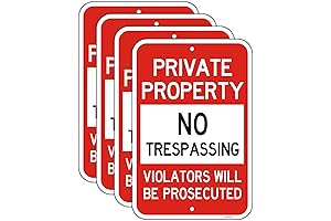 Large 4 Pack No Trespassing Sign, 12x18 Inches Metal Heavy Duty