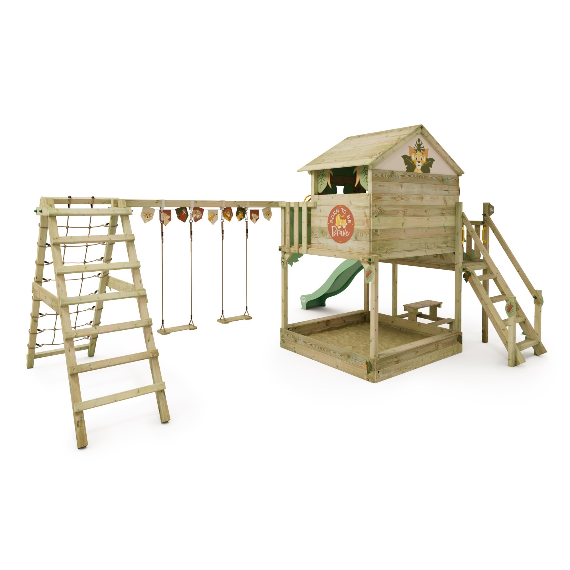 Disney's El Rey León Saga Parque Infantil de Wickey - Estructura para trepar, Equipo de Juegos de jardín para niños - Parque Infantil de jardín de Madera para Exteriores