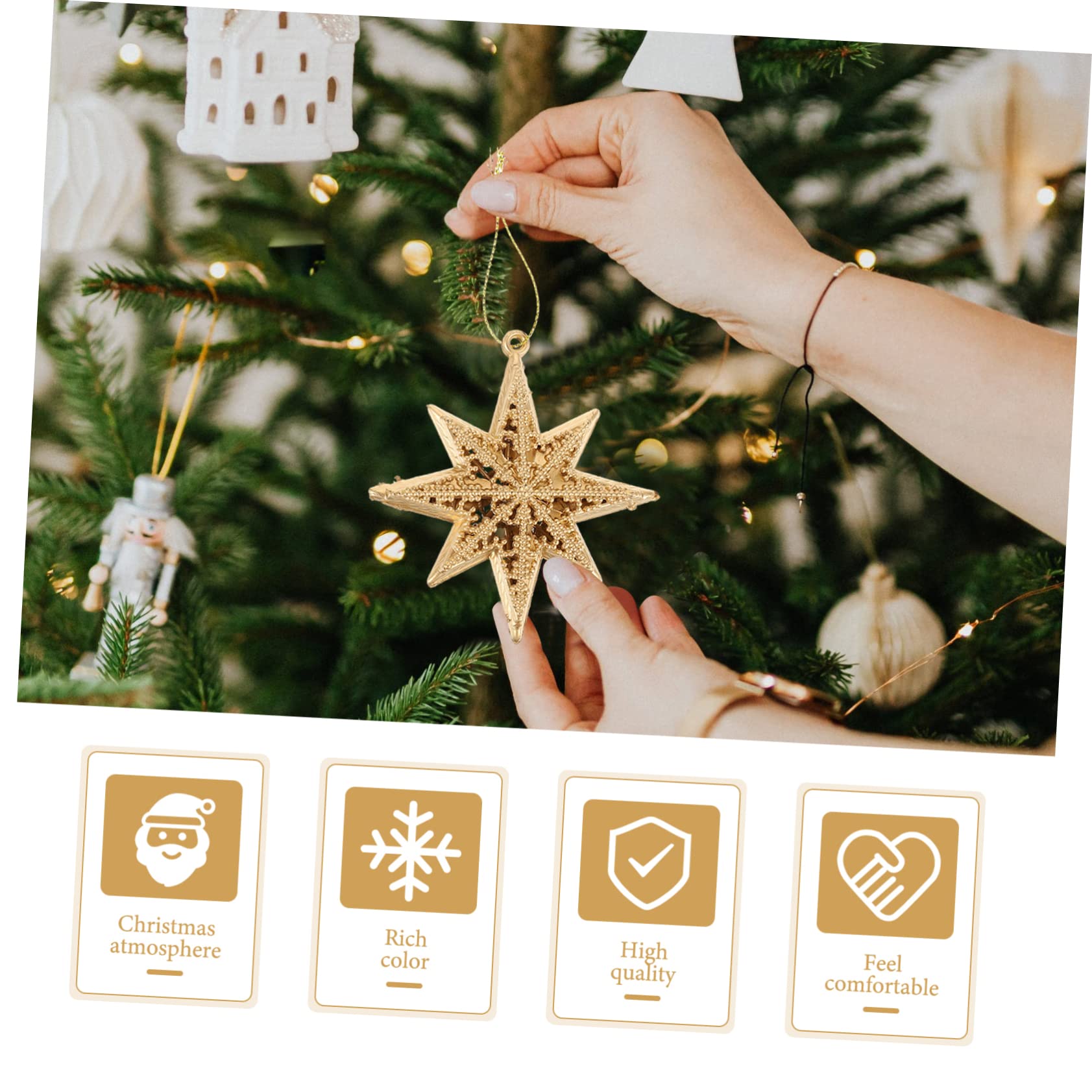PRETYZOOM 5 Sätze Goldener Sternanhänger Sternverzierungen Stern-anhänger Christbaumanhänger Gold Christmas Tree Ornaments Weihnachtsdeko Weihnachtsstern Aus Kunststoff Plastik 6 Stück * 5