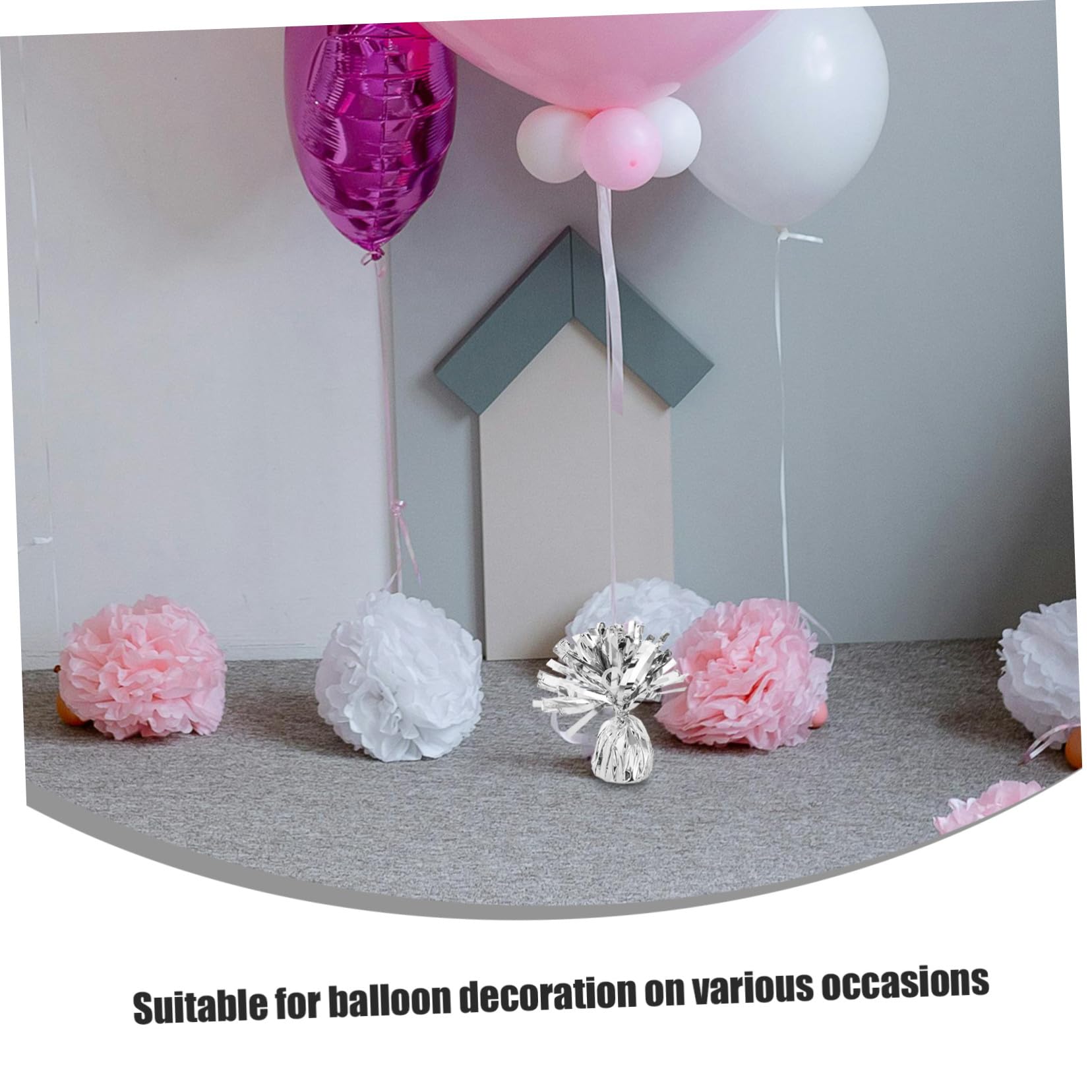 Ballongewicht 6 Stück aus Pet und Zement für Hochzeiten und Festivals | Silber, Einfach Anzubringen und Sicher zu Befestigen, Elegantes Design, für Ballondekorationen
