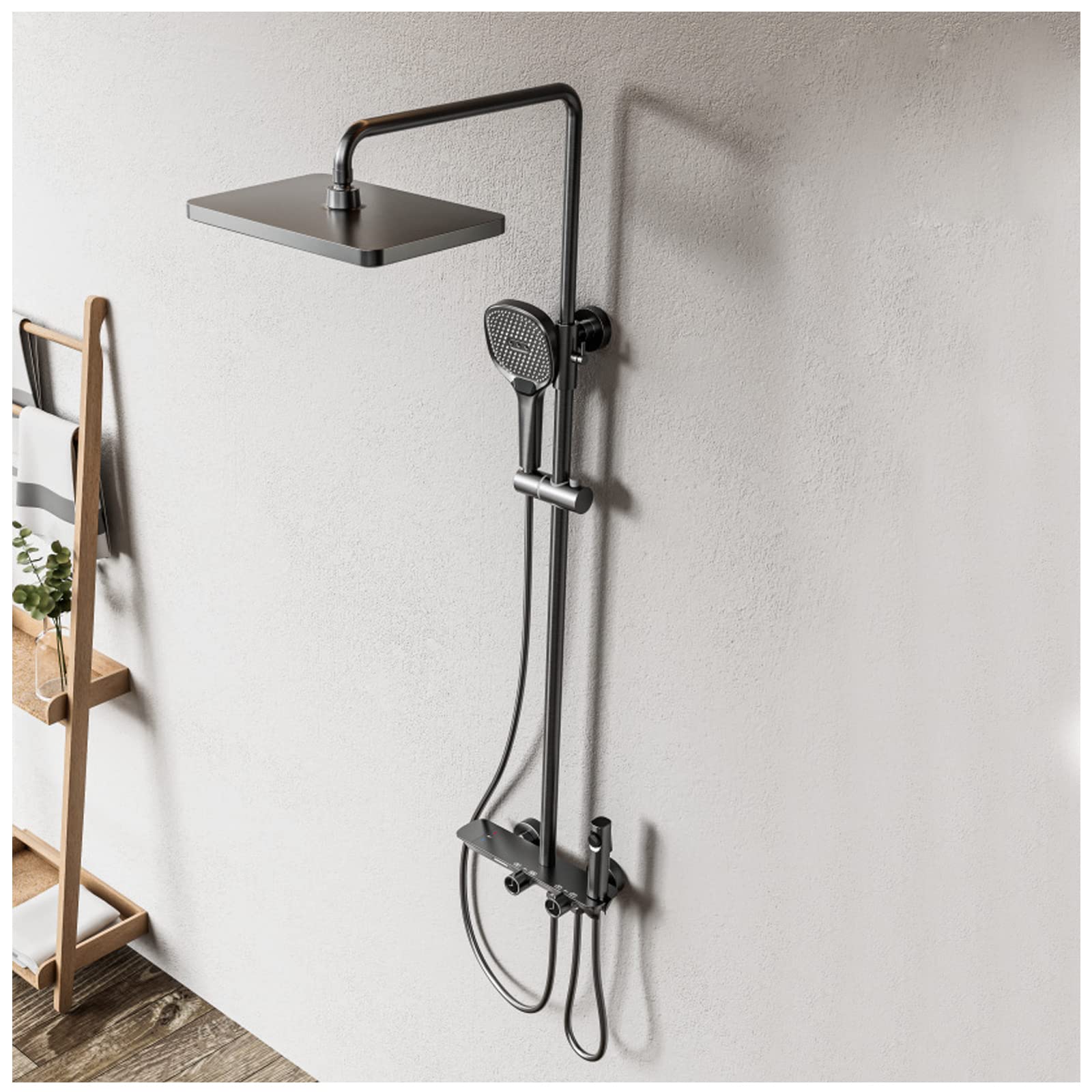 Sistema doccia, sistema doccia termostatico, set completo di rubinetti per doccia a parete, set di rubinetti per doccia per vasca, spruzzatore per WC, soffione doccia a pioggia e doccetta
