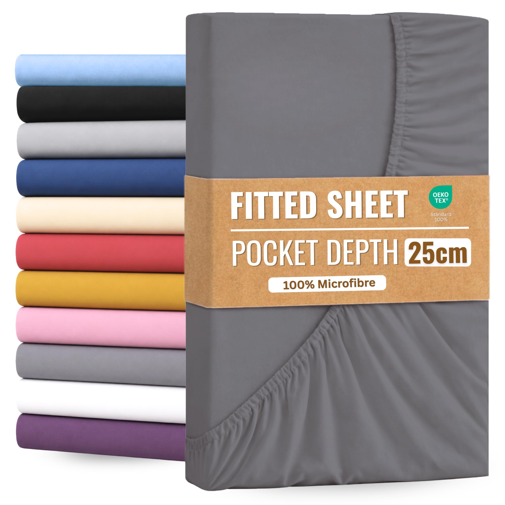 Double Extra Deep Pocket Fitted Sheet Charcoal 25cm โ image 1