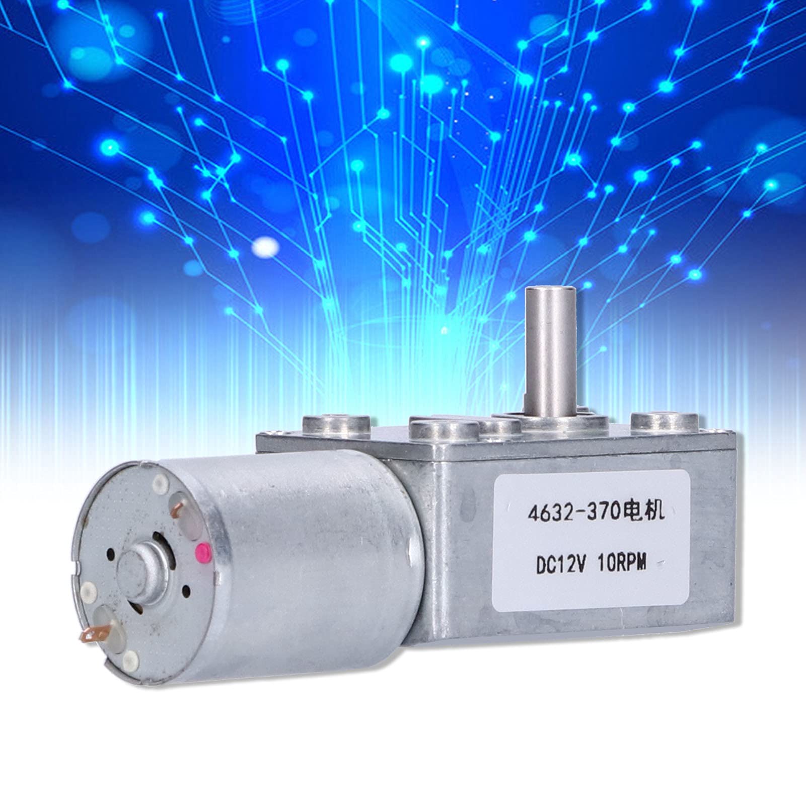 DC 12V 10RPM motor de engranaje sin fin de velocidad de torsión de alta velocidad reduce la turbina motor de caja de cambios eléctrico para DIY 4632‑370