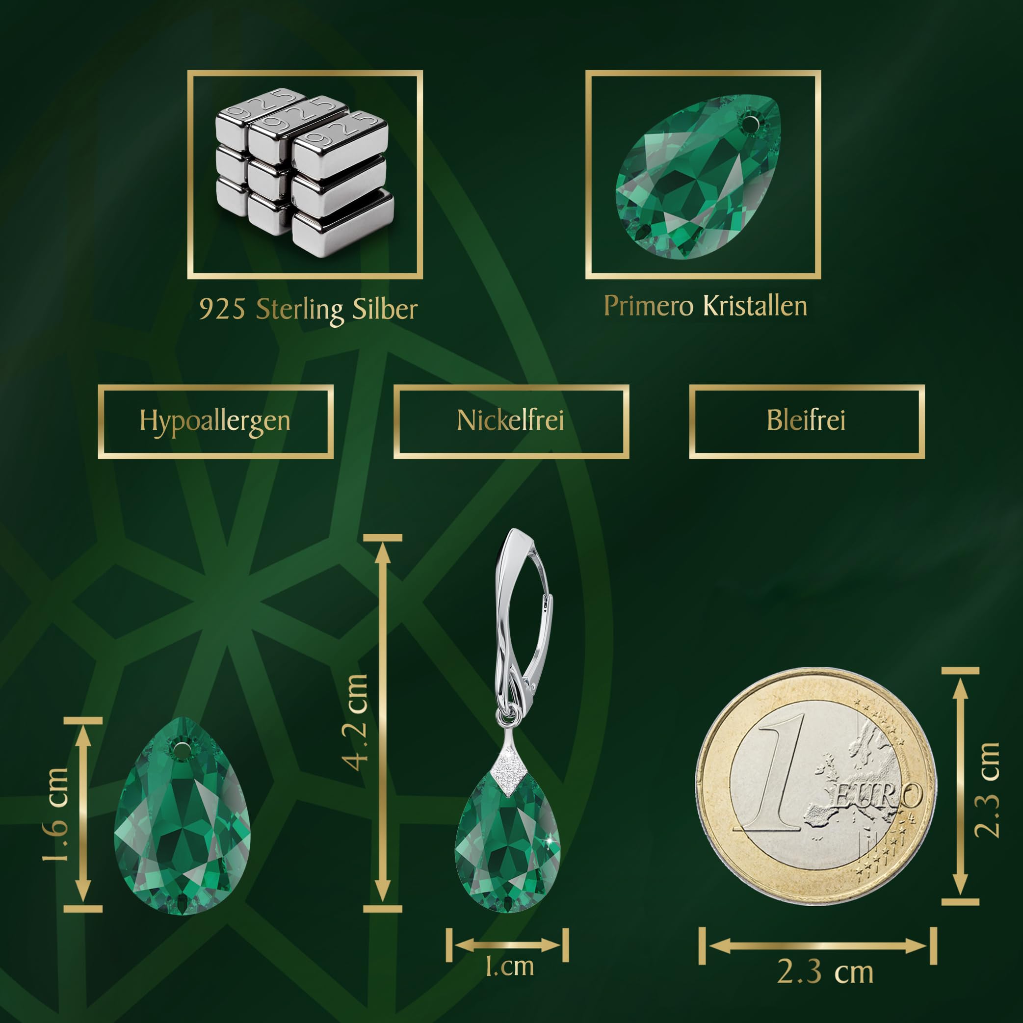 Ohrringe Silber 925 Hängend für Damen Ohrhänger Hängeohrringe mit Birne Kristallen Stein 12 Geburtsstein Schmuck für Sie Zirkonia Lange Ohrringe Mädchen Geschenk