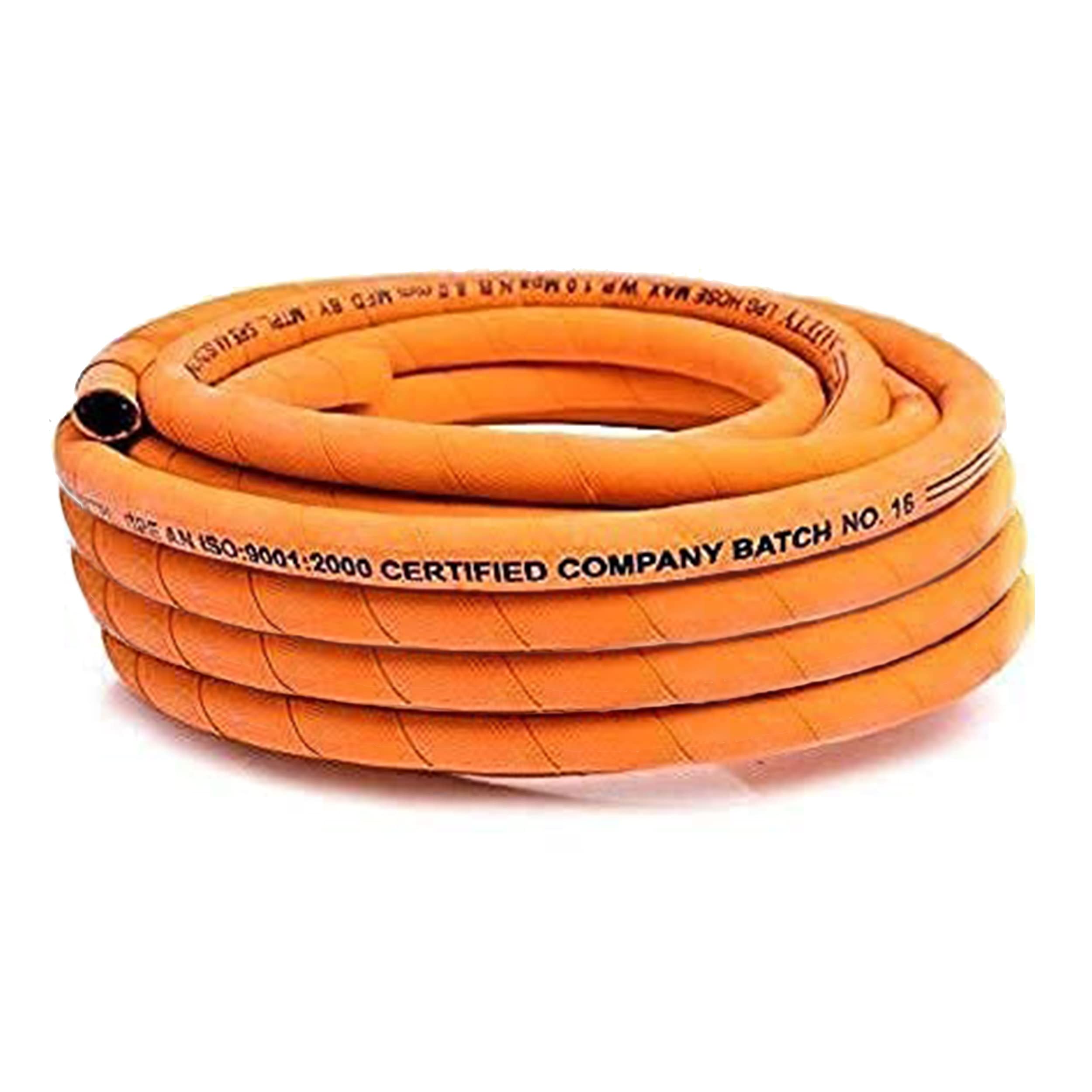 CLATTER Heavy Duty LPG Gas Hose Pipe with Safety Clamps for Home and Industrial Use,3 Layered, SS Reinforced, Suraksha Hose Pipe, Flexible, Rat Proof, ISI Marked (8mtr)