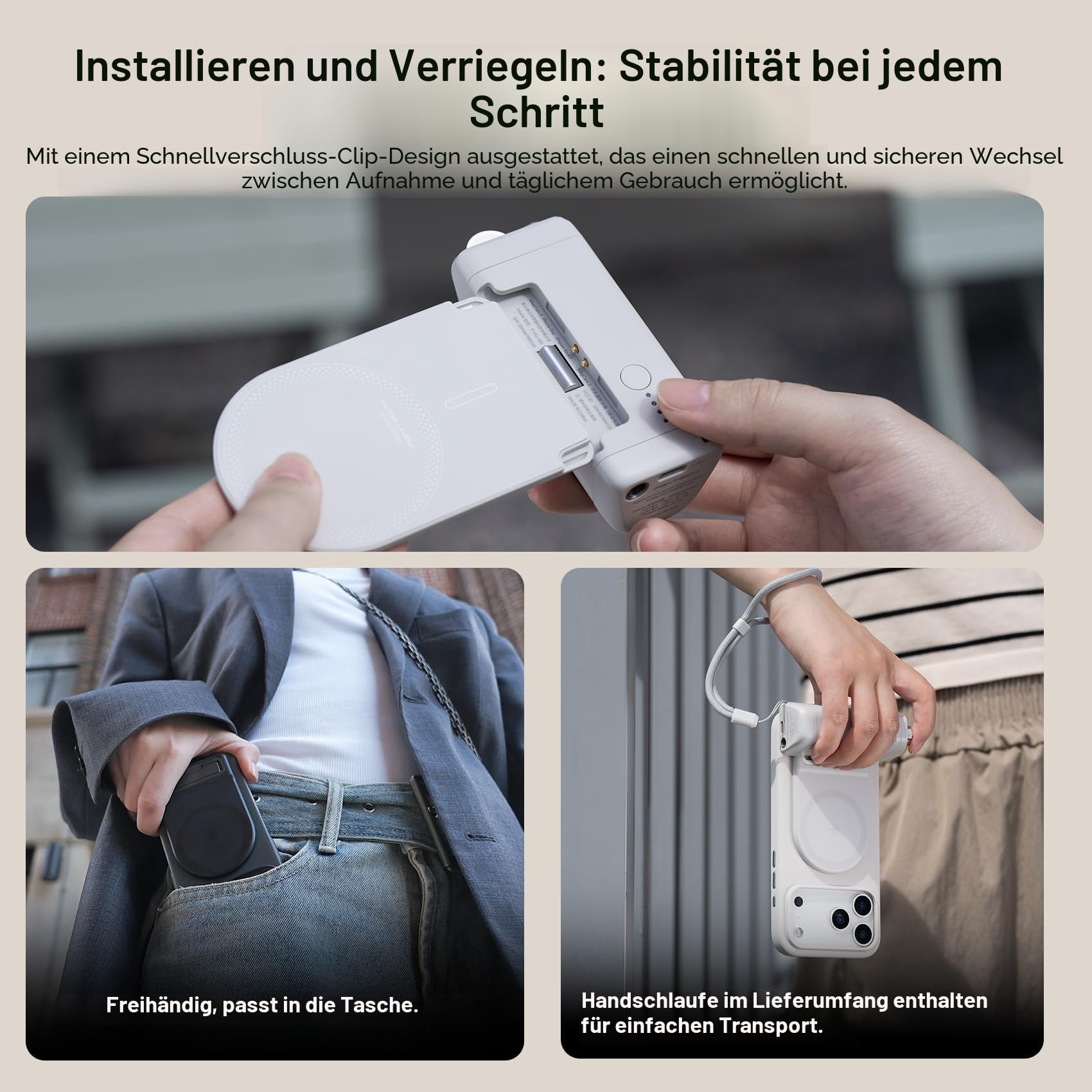 PGYTECH MagCam 2 Smartphone-Griff, 3-in-1 Modular-Kit, Bluetooth-Fernbedienung & Ladegriff & MagSafe Magnetischer Wireless-Ladeständer, für iPhone 12–17/Android 14 (Schwarz)
