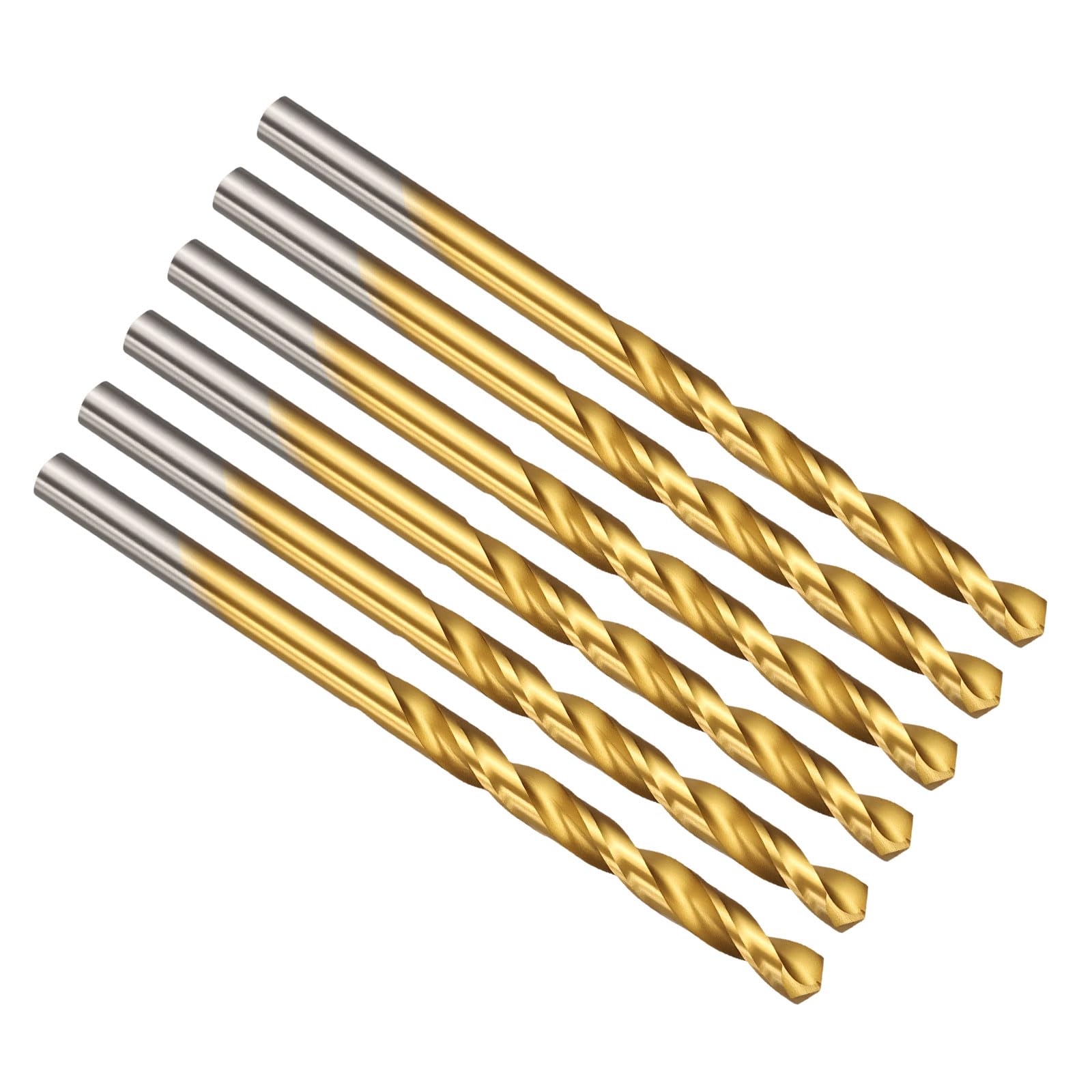 PATIKIL #18 Drill Bit, M42 8% Cobalt High-Speed Steel Jobber Straight Shank 135° Titanium Nitride (TiN) Coated for Hard Metal Stainless Steel - 6 Pack — image 1