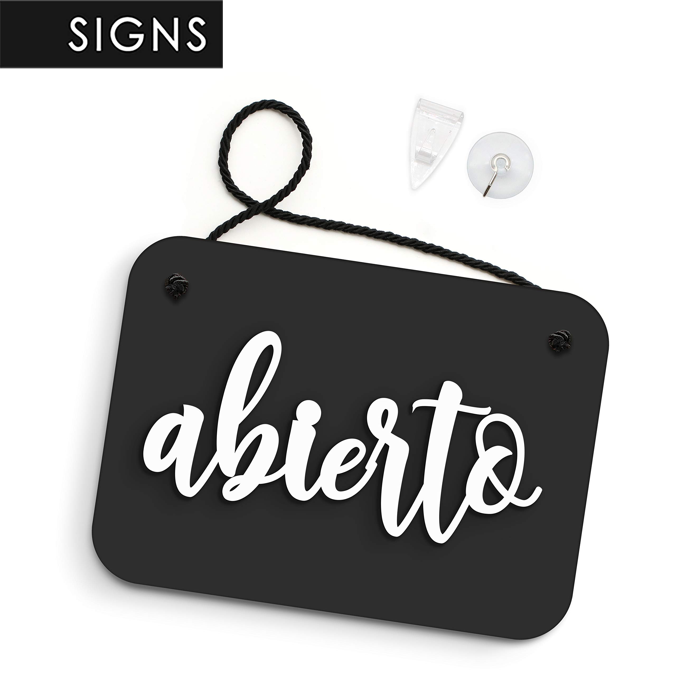 SIGNS | Shabby Chic - Abierto Cerrado cartel doble cara signo [OC12] - Placa de la puerta colgante de doble cara - Letrero de la tienda comercial reversible