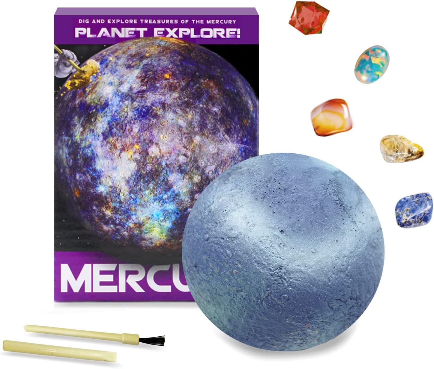 Solar System 5 Gem Digging Gemstone Sale Rock Mining Dig Kit for Kids Planet Explore Stone Mega Dig Up Gems Kit (Mercury)