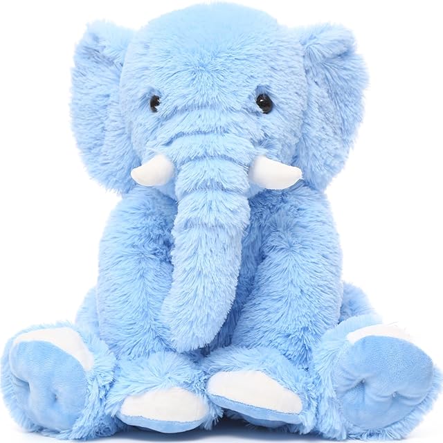 MorisMos Blue Elephant Teddy 50cm, Cuddly Fluffy Elephant Stuffed Animal Plush Soft Toy, Kawaii Valentines Gifts for Her Girlfriend Kids Girls Boys Women Birthday Baby Shower Party Decorations