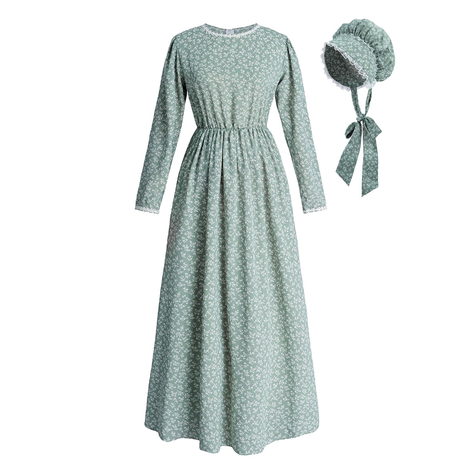 ROLECOS Pioneer Women Costume Floral Prairie Dress Deluxe Colonial Dress Laura Ingalls Costume